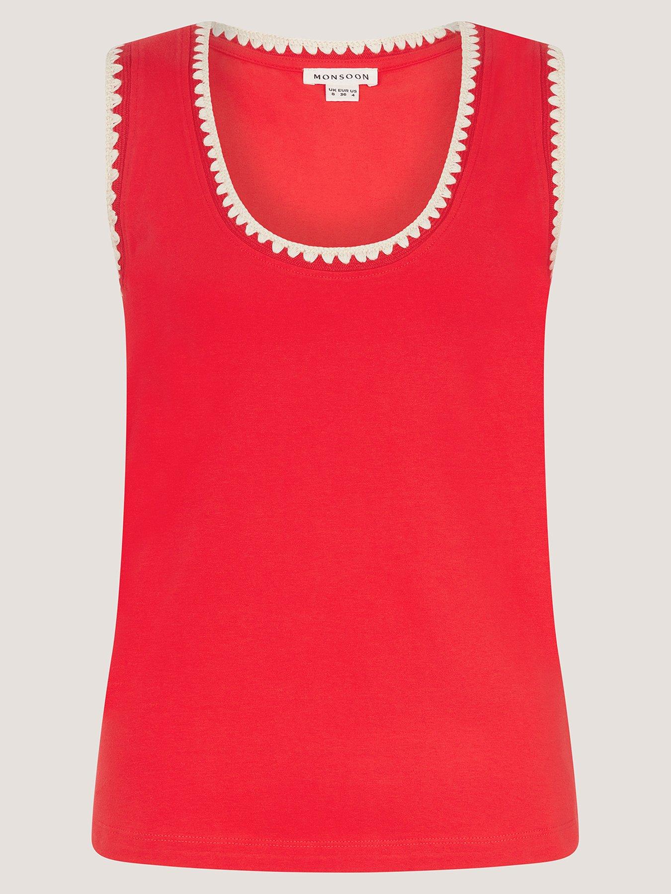 Image 5 of 5 of Monsoon Teri Trim Jersey Cami Top - Red