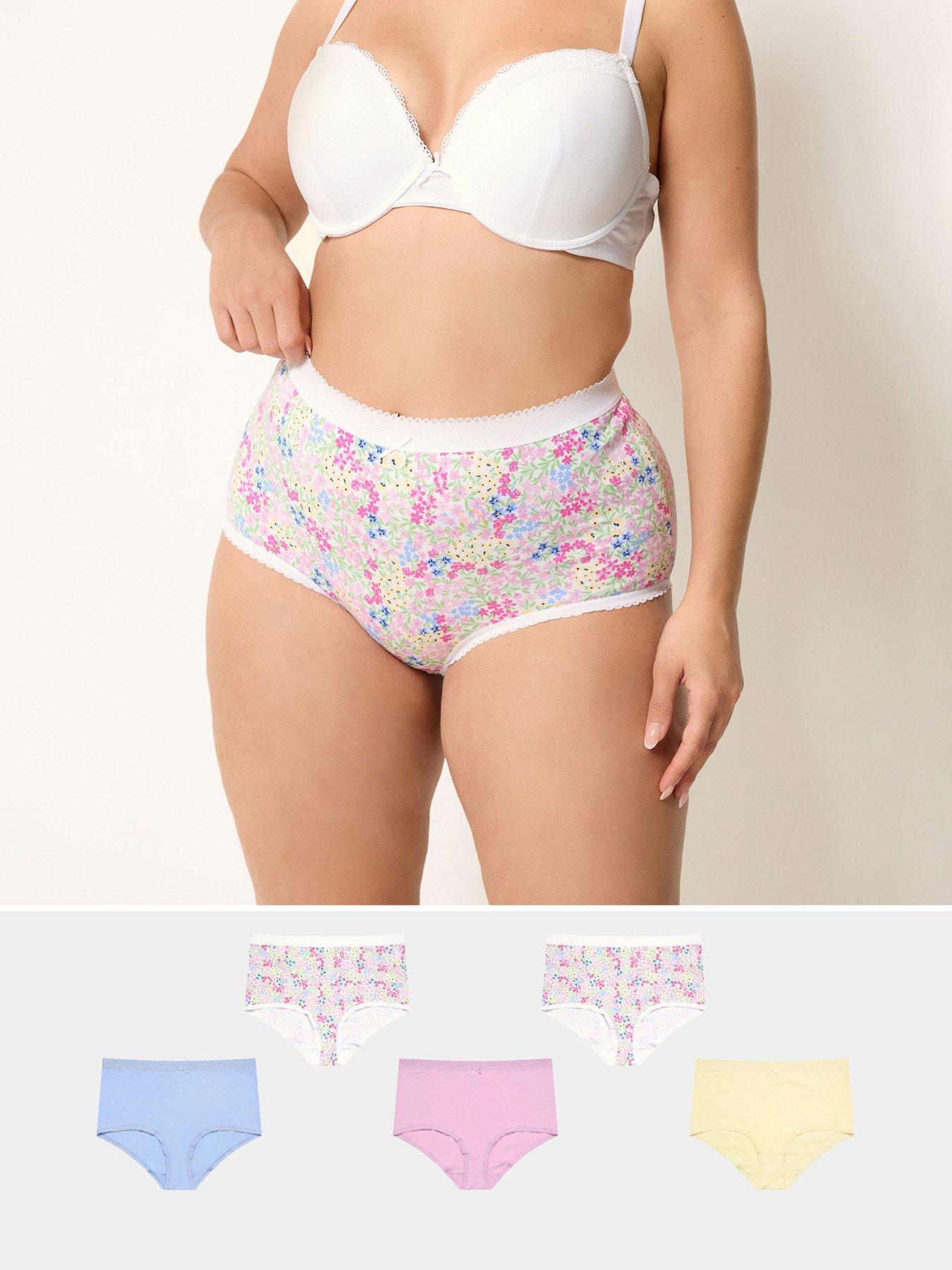 Yours Curve 5 Pack Floral Print Full Briefs - Multi