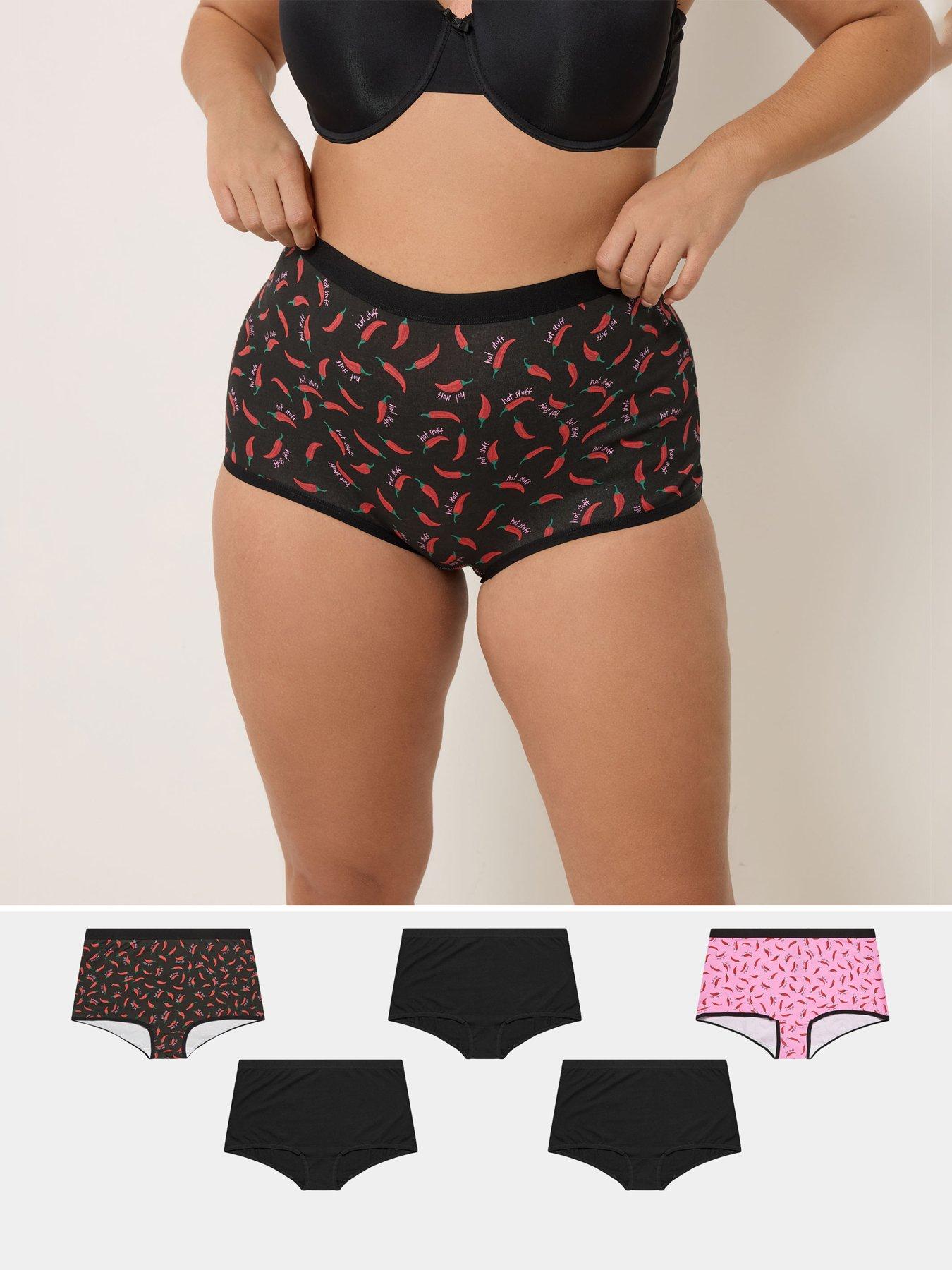Yours Curve 5 Pack 'Hot Stuff' Chillies Shorts - Black