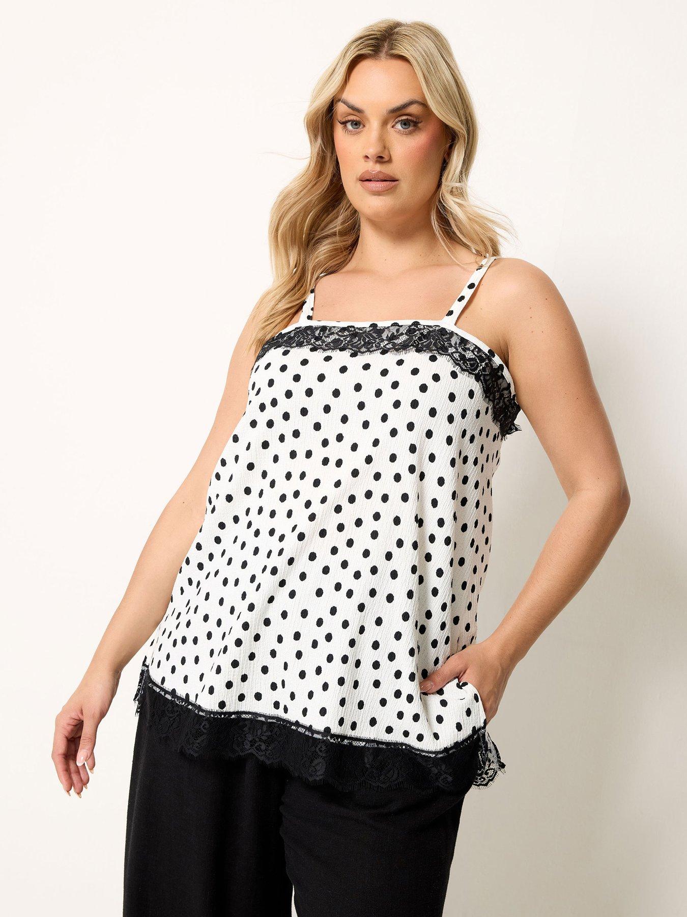 Yours Curve Lace Trim Texture Cami - White