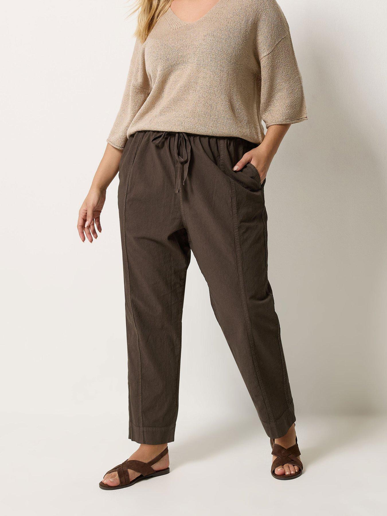 Yours Curve Cool Cotton Barrel Trouser