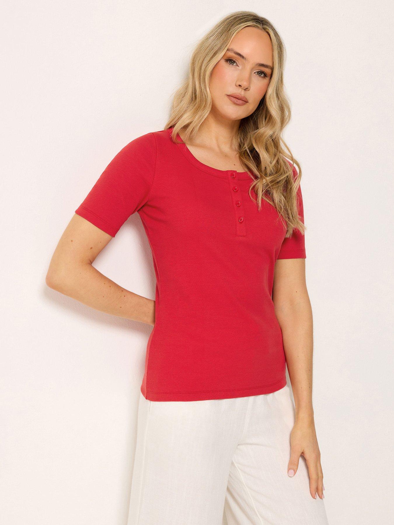 Long Tall Sally Tall Scoop Neck Button T-shirt