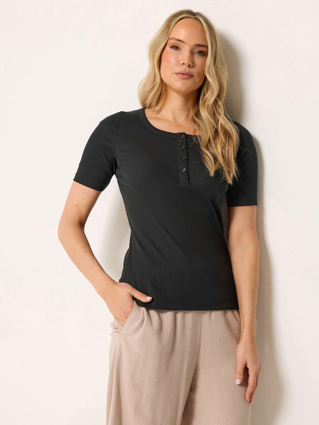 Long Tall Sally Tall Scoop Neck Button T-shirt