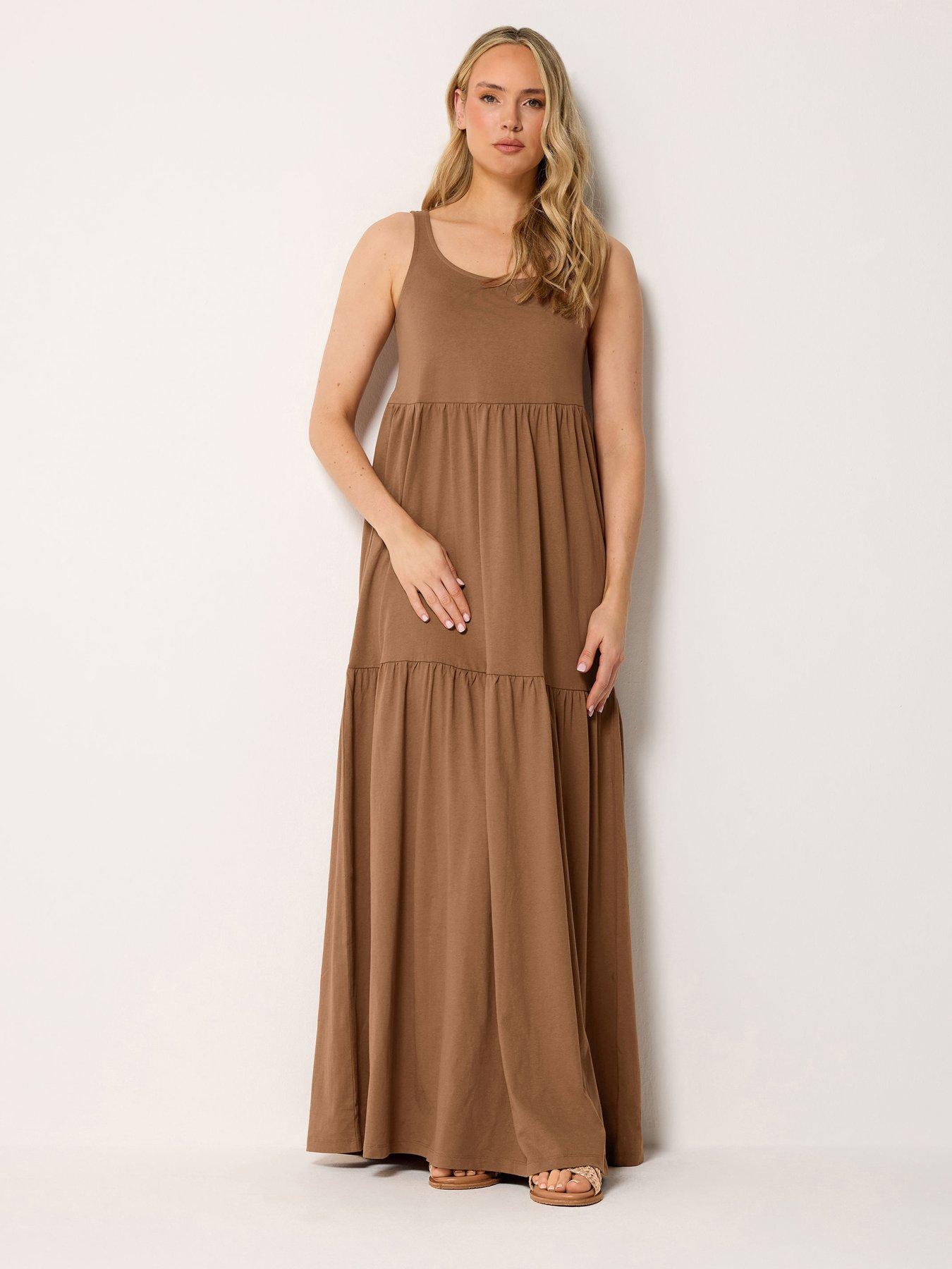 Tiered Dress Long Tall Sally Dresses Sale LTS Tall Women's Blue Abstract  Tiered Cotton Maxi Dress