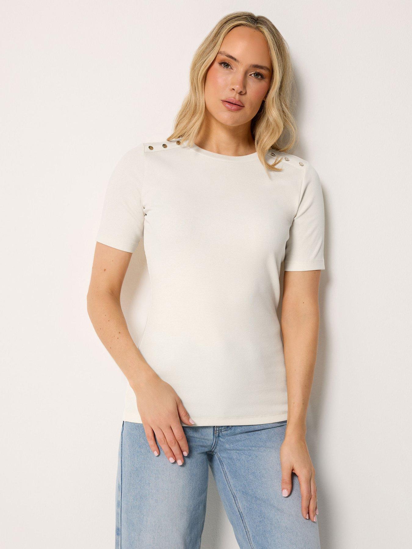 Long Tall Sally Tall Rib Button Short Sleeve T-shirt