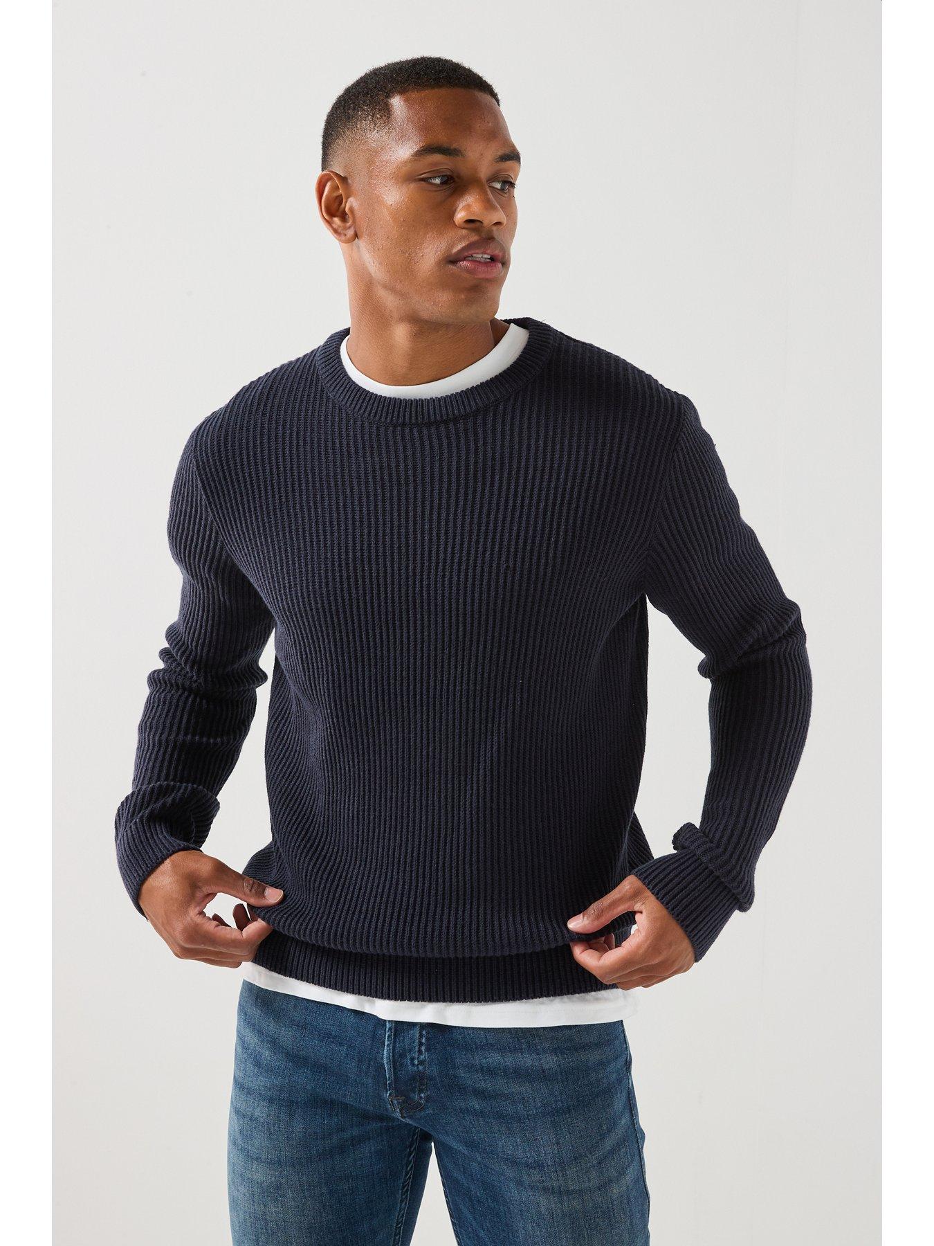 Jack & Jones Panel Knitted Jumper - Navy