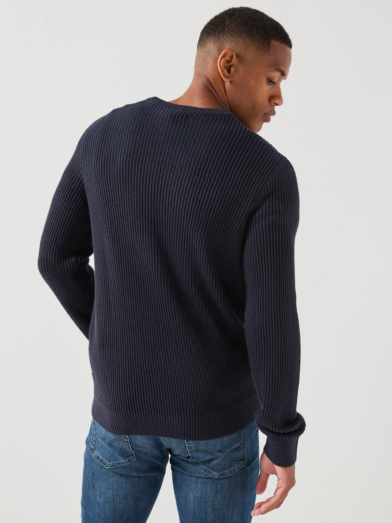 Image 2 of 5 of Jack & Jones Panel Knitted Jumper - Navy