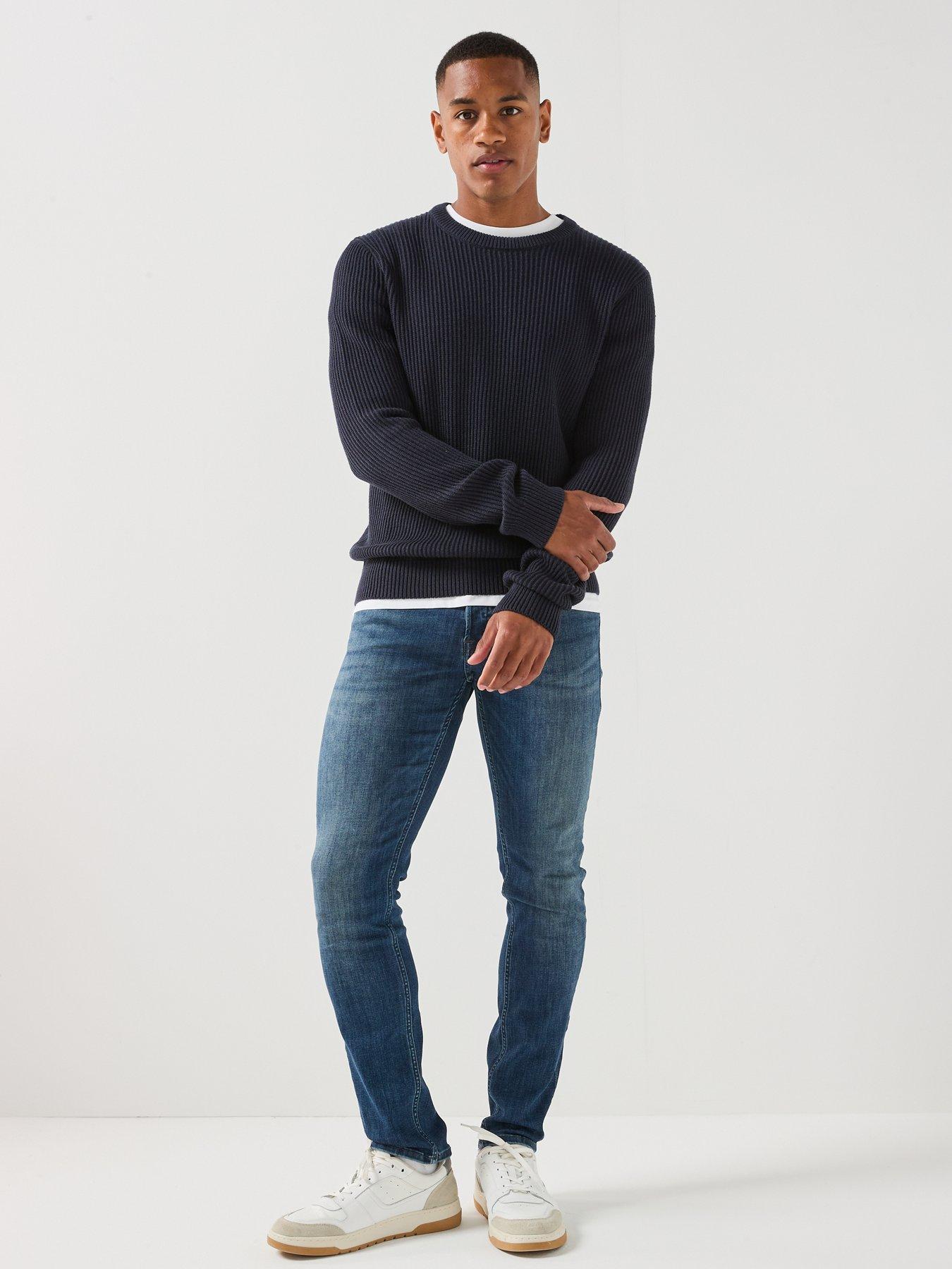 Image 3 of 5 of Jack & Jones Panel Knitted Jumper - Navy