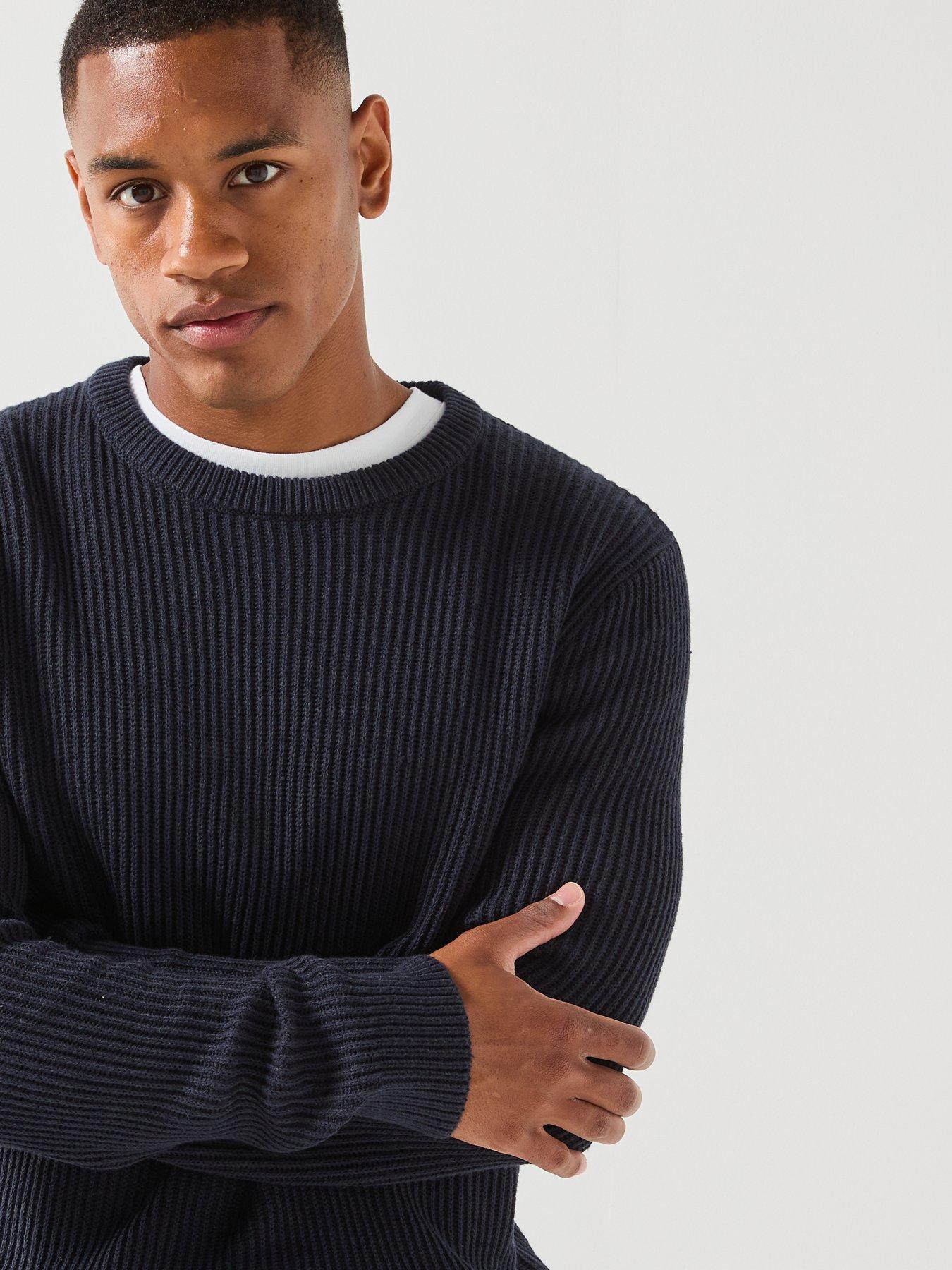 Image 4 of 5 of Jack & Jones Panel Knitted Jumper - Navy