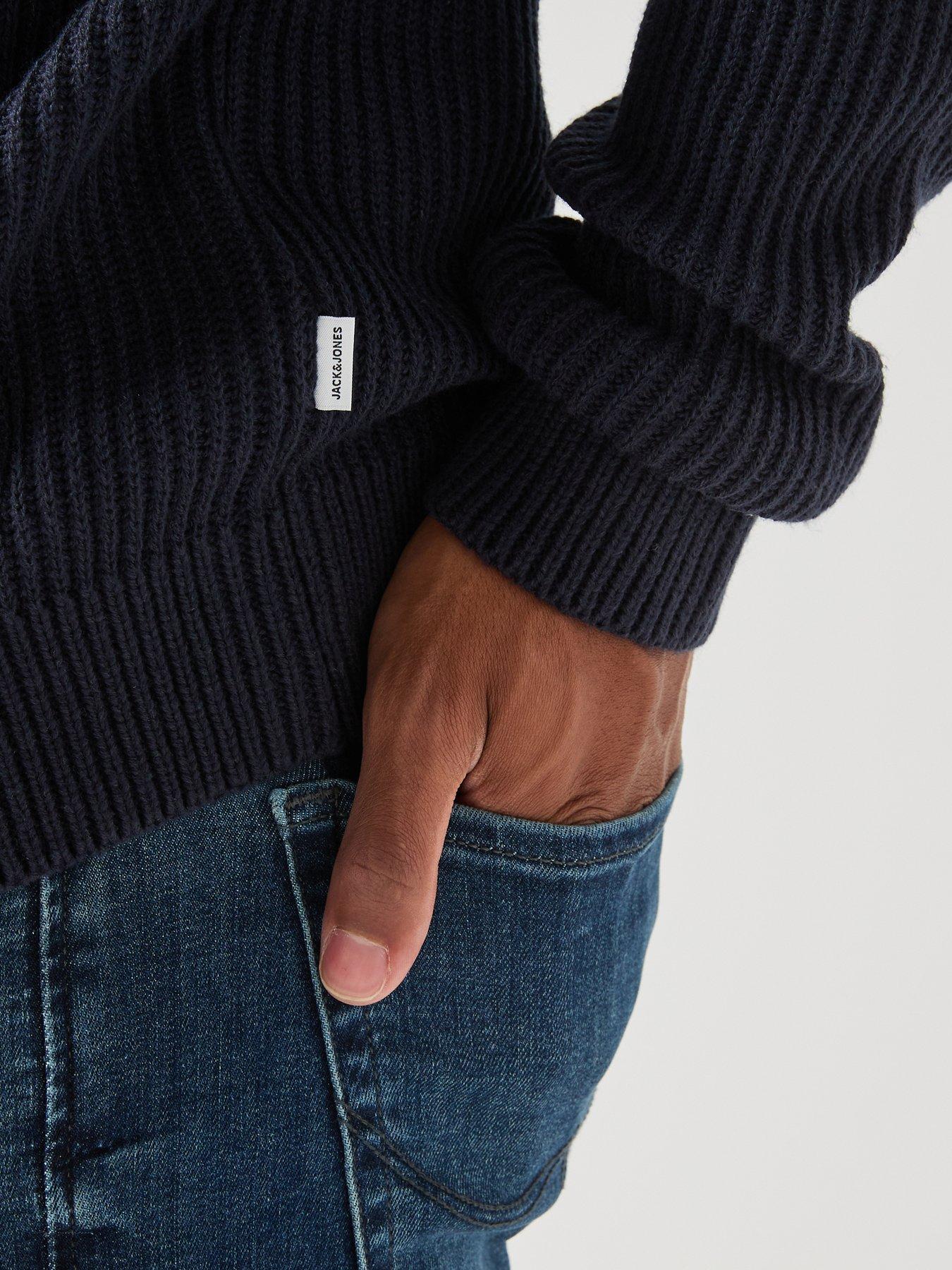 Image 5 of 5 of Jack & Jones Panel Knitted Jumper - Navy
