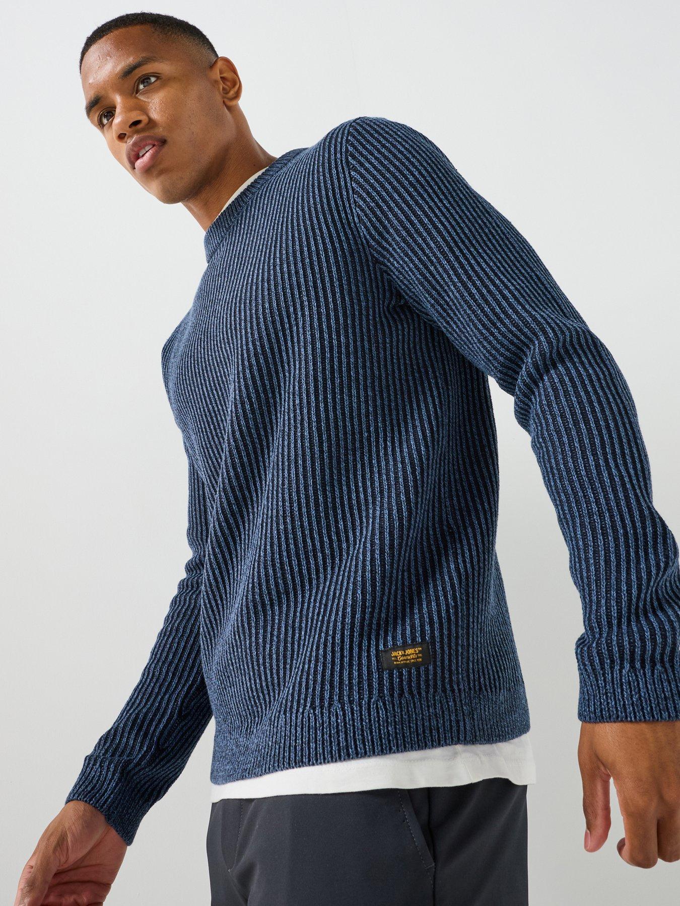 Jack & Jones Men's Dover Crew Neck Knitted Jumper - Navy