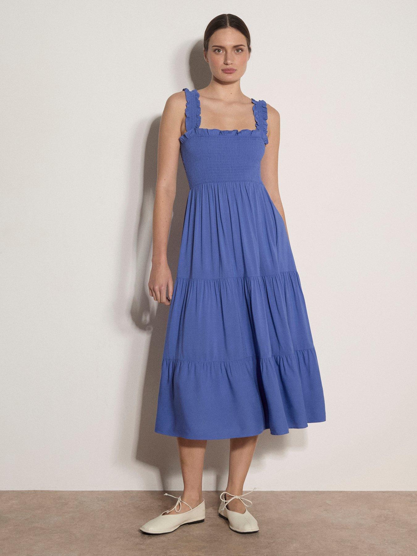 apricot-slub-visc-smock-tiered-midi-drssfront