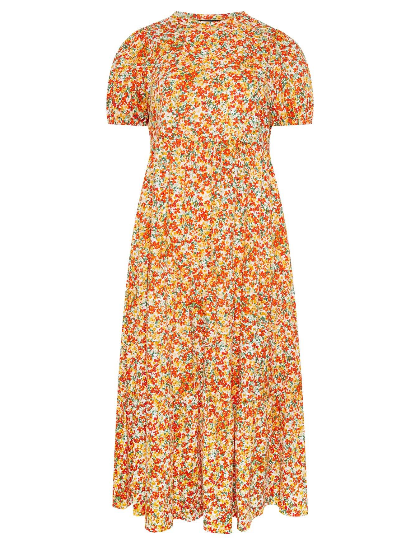 Image 5 of 5 of Yours Curve Puff Sleeve Dress - Yellow