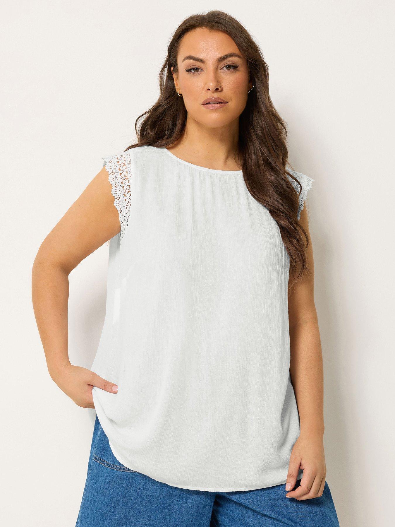 Yours Curve Crinkle Crochet Vest - White