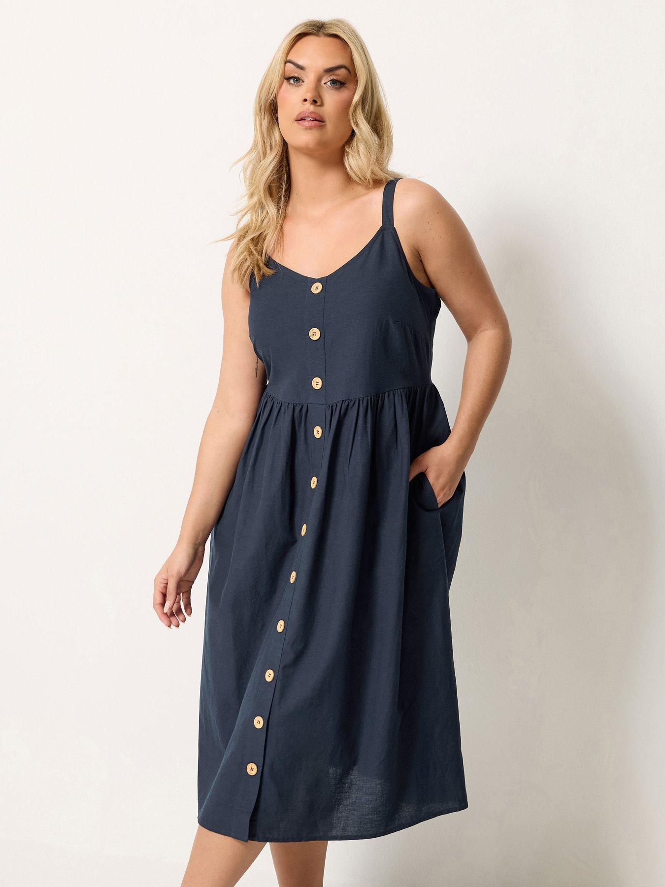 Yours Curve Linen Button Sundress