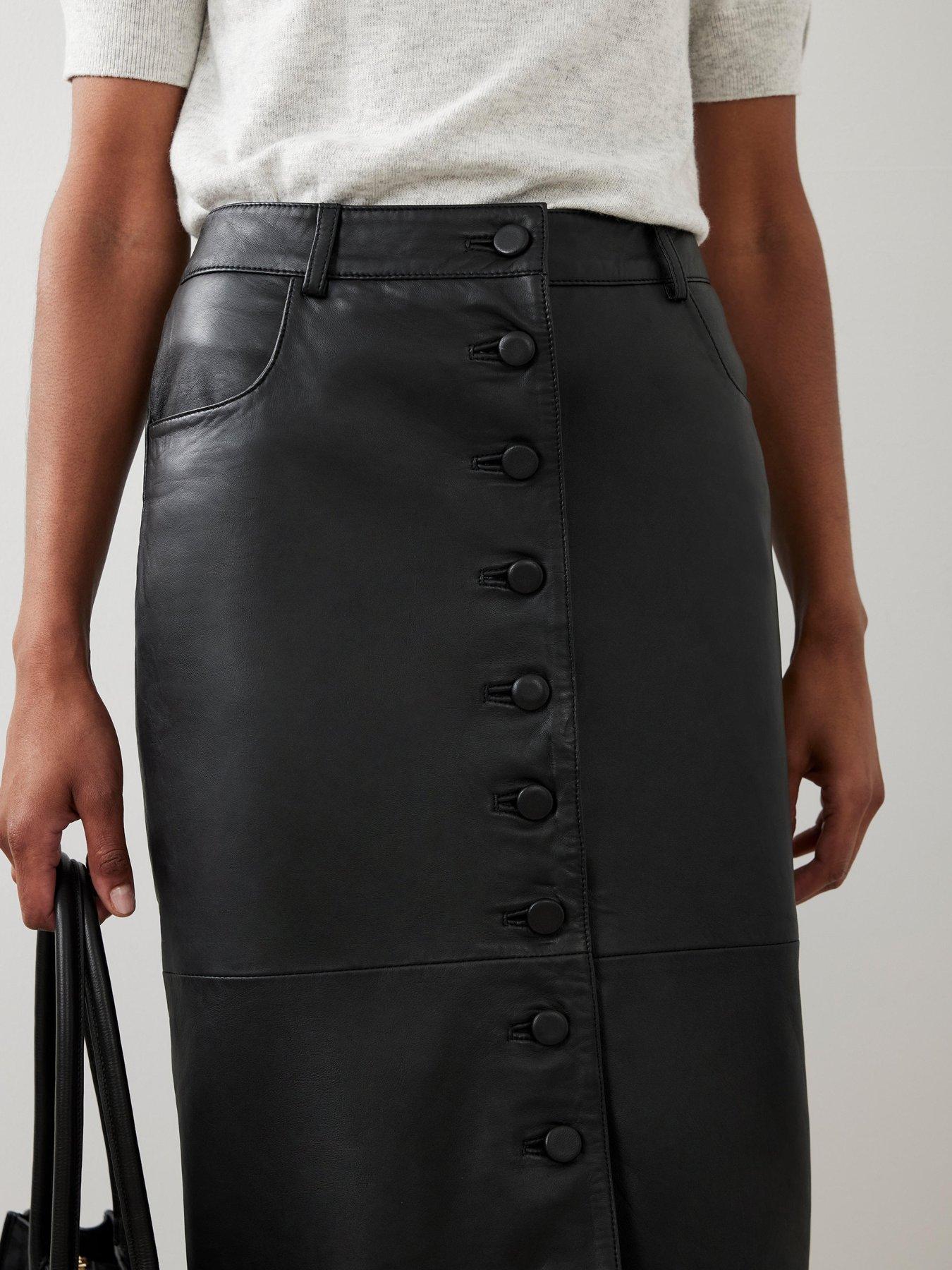 Image 4 of 6 of Mint Velvet Black Leather Midi Skirt