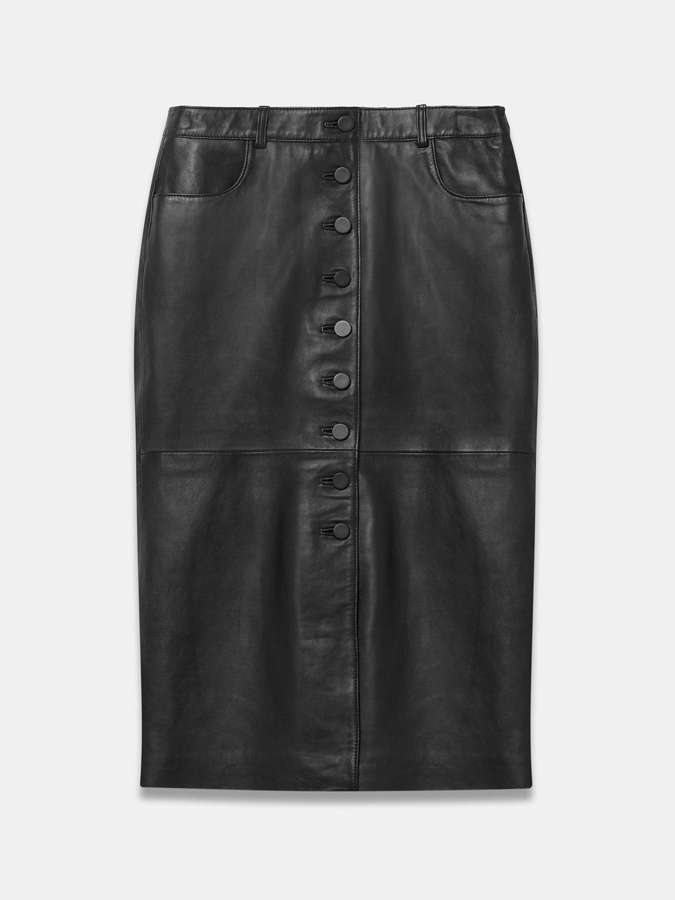 Image 5 of 6 of Mint Velvet Black Leather Midi Skirt