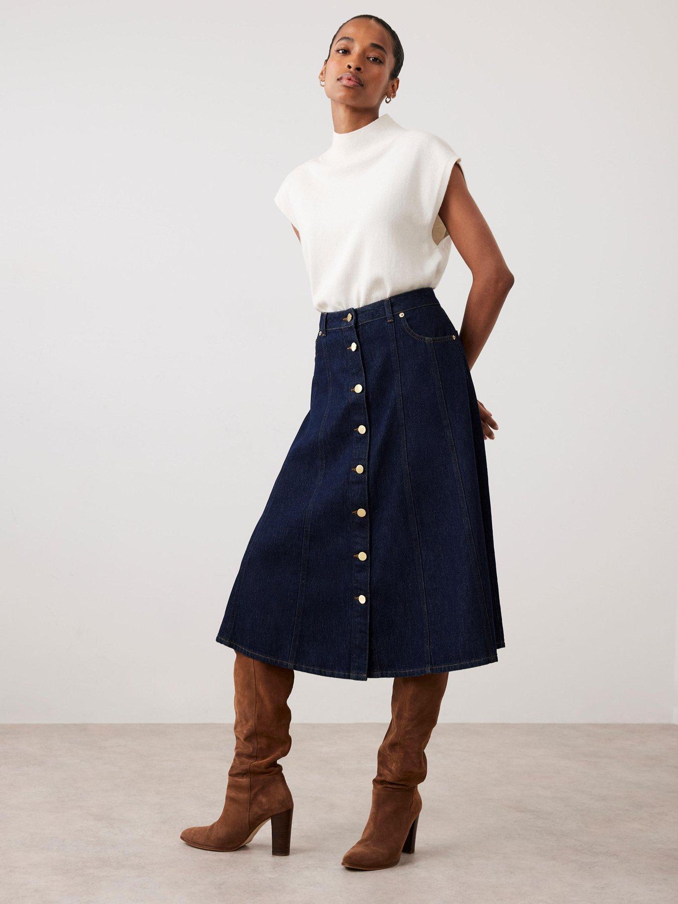 Image 2 of 6 of Mint Velvet Dark Indigo Denim Skirt
