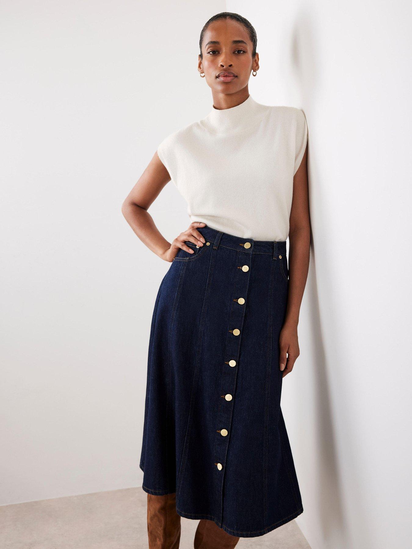 Image 3 of 6 of Mint Velvet Dark Indigo Denim Skirt