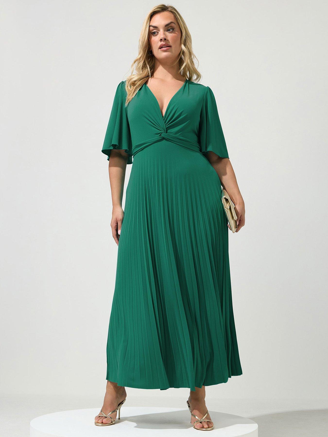 Image 3 of 4 of Yours Curve Knot Detail Angel Sleeve Maxi Dress