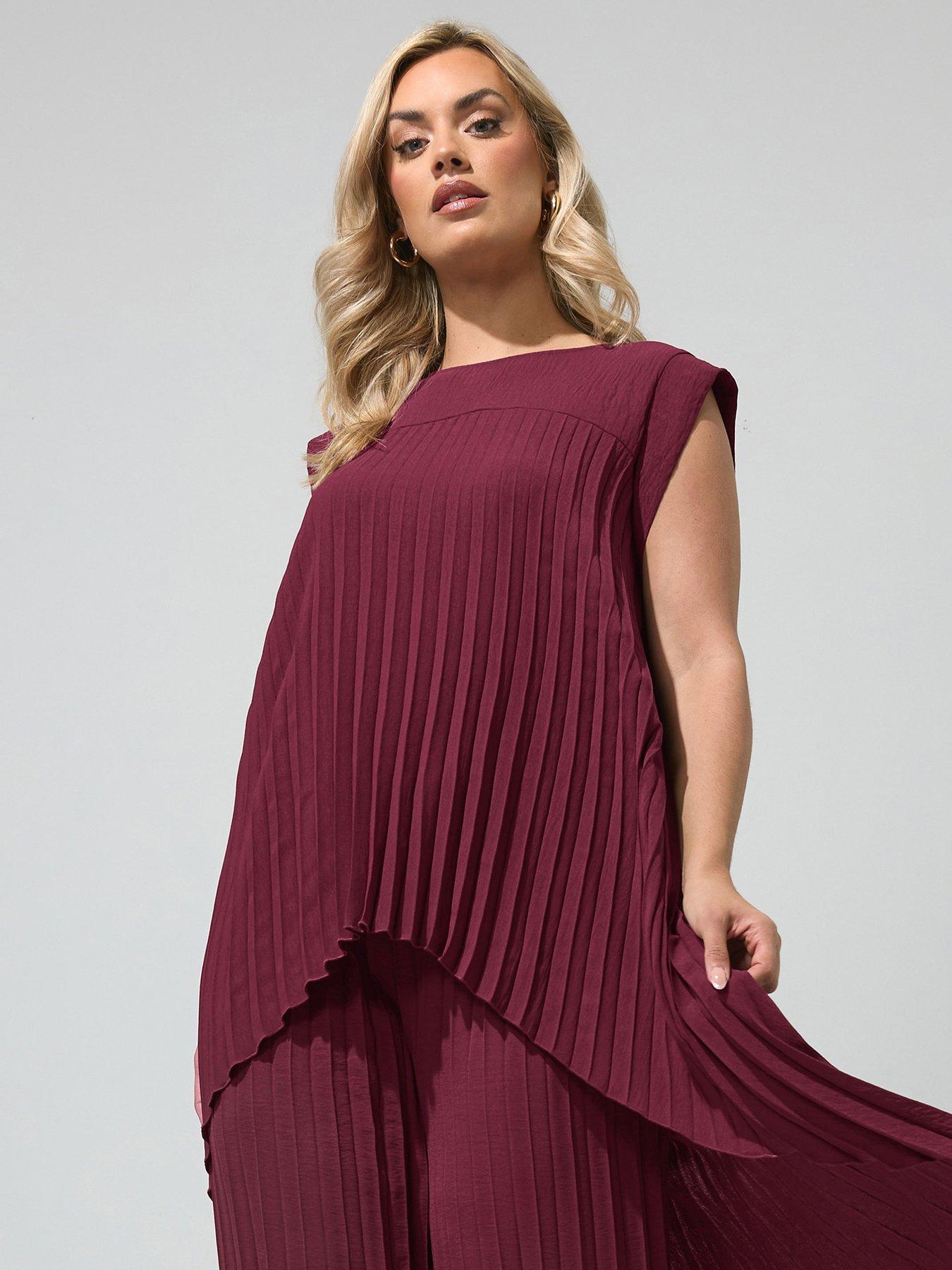 Yours Curve Pleat Detail High Low Top - Purple
