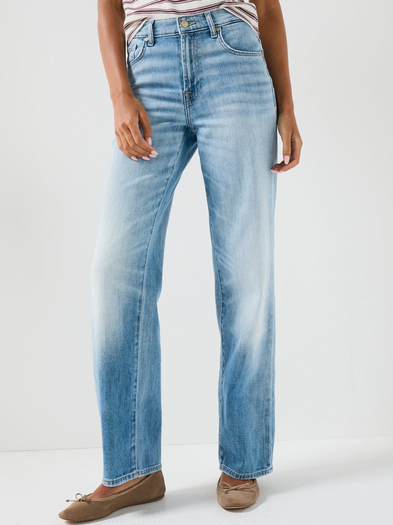 7 FOR ALL MANKIND Airweft Stovepipe Straight Jeans - Chill Wave Blue