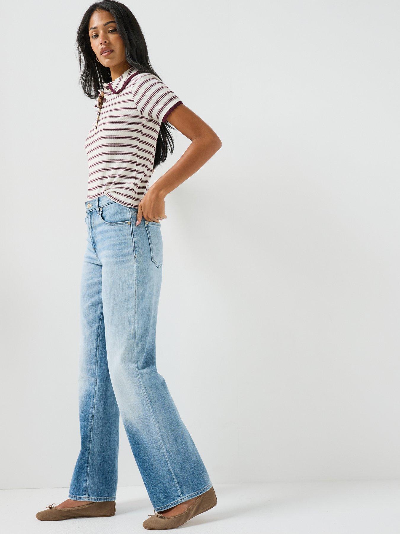 Image 4 of 6 of 7 FOR ALL MANKIND Airweft Stovepipe Straight Jeans - Chill Wave Blue