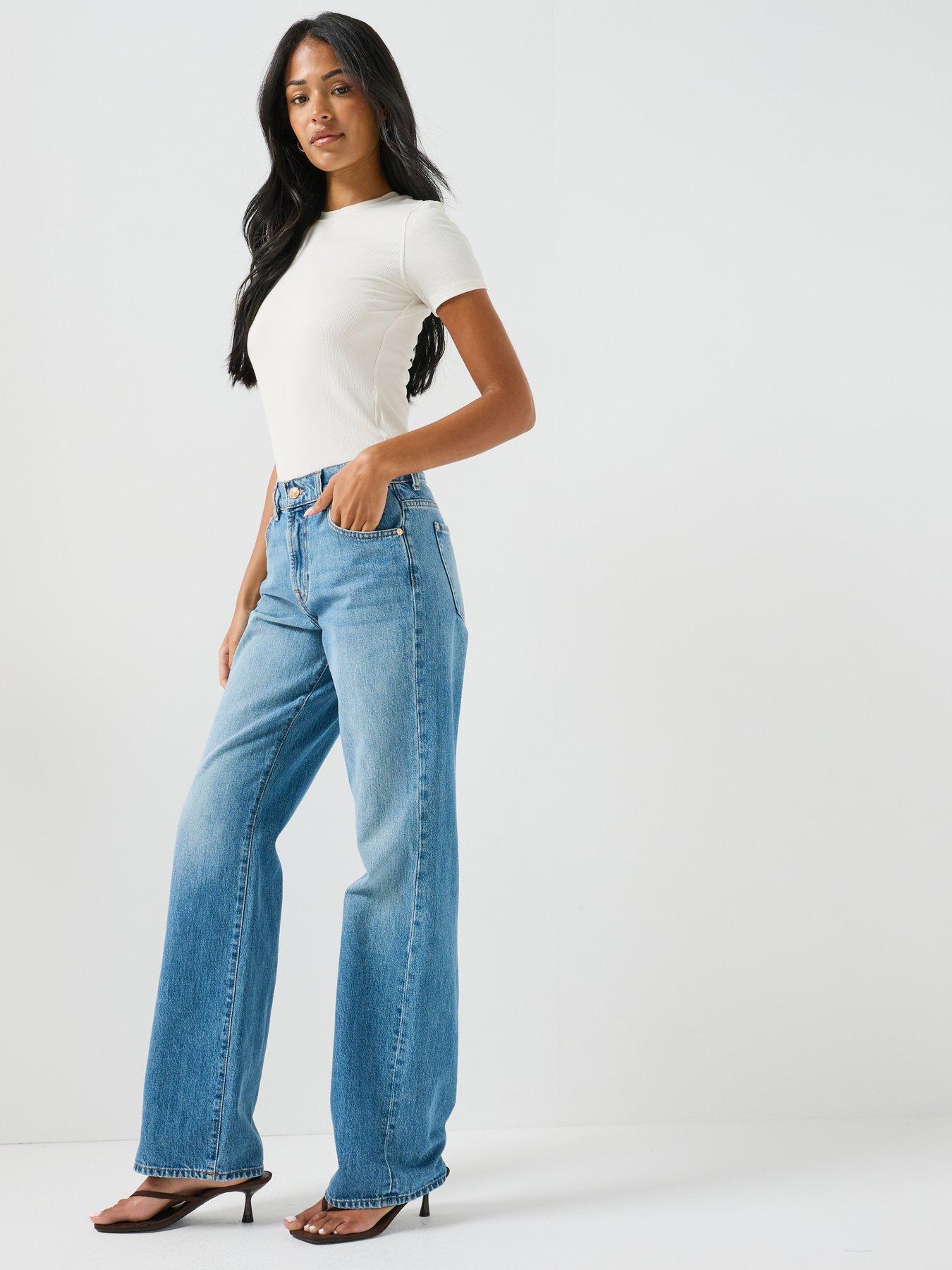 Image 4 of 6 of 7 FOR ALL MANKIND Rigid Tess Straight Leg&nbsp;Jeans - Skyfrost Blue