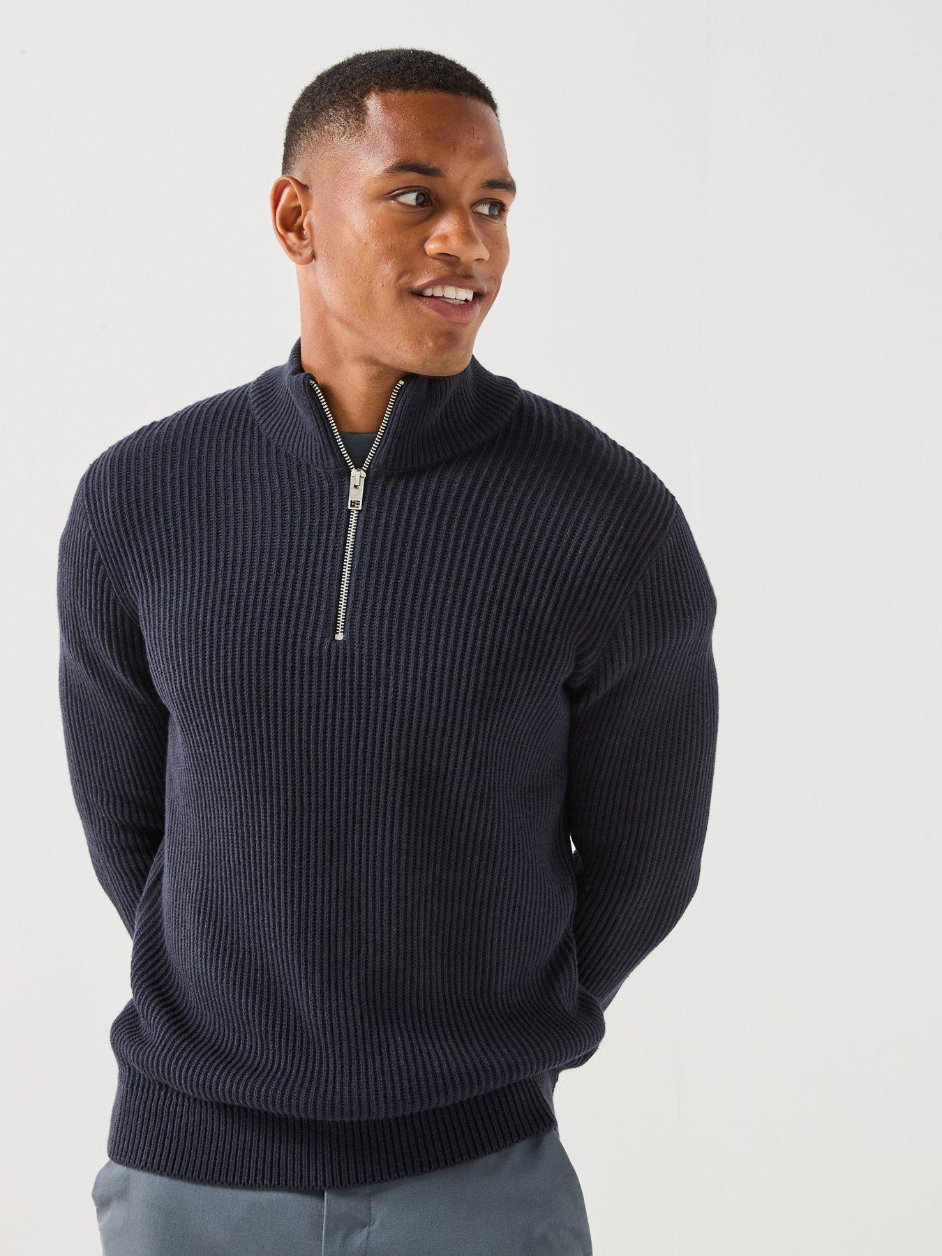 Jack & Jones Pannel Knitted 1/2 Zip Jumper - Navy