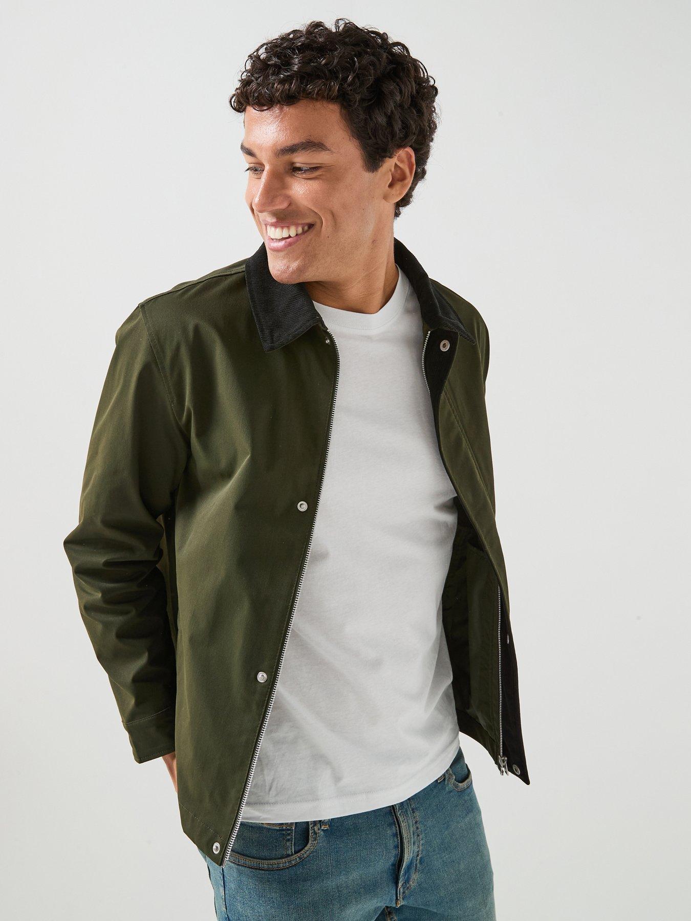 Jack & Jones Men's Workwear Jacket with Spread Collar - Dark Green