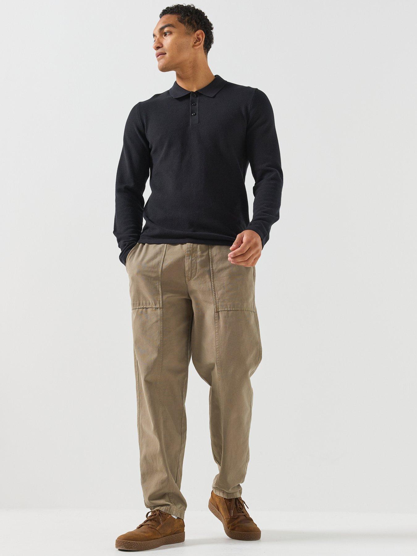 Image 3 of 6 of Jack & Jones Mens Regular Fit Knit Long Sleeve Polo Shirt - Black