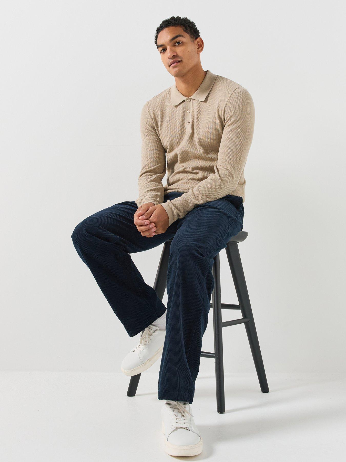 Image 1 of 6 of Jack & Jones Mens Knitted Polo Shirt - Beige