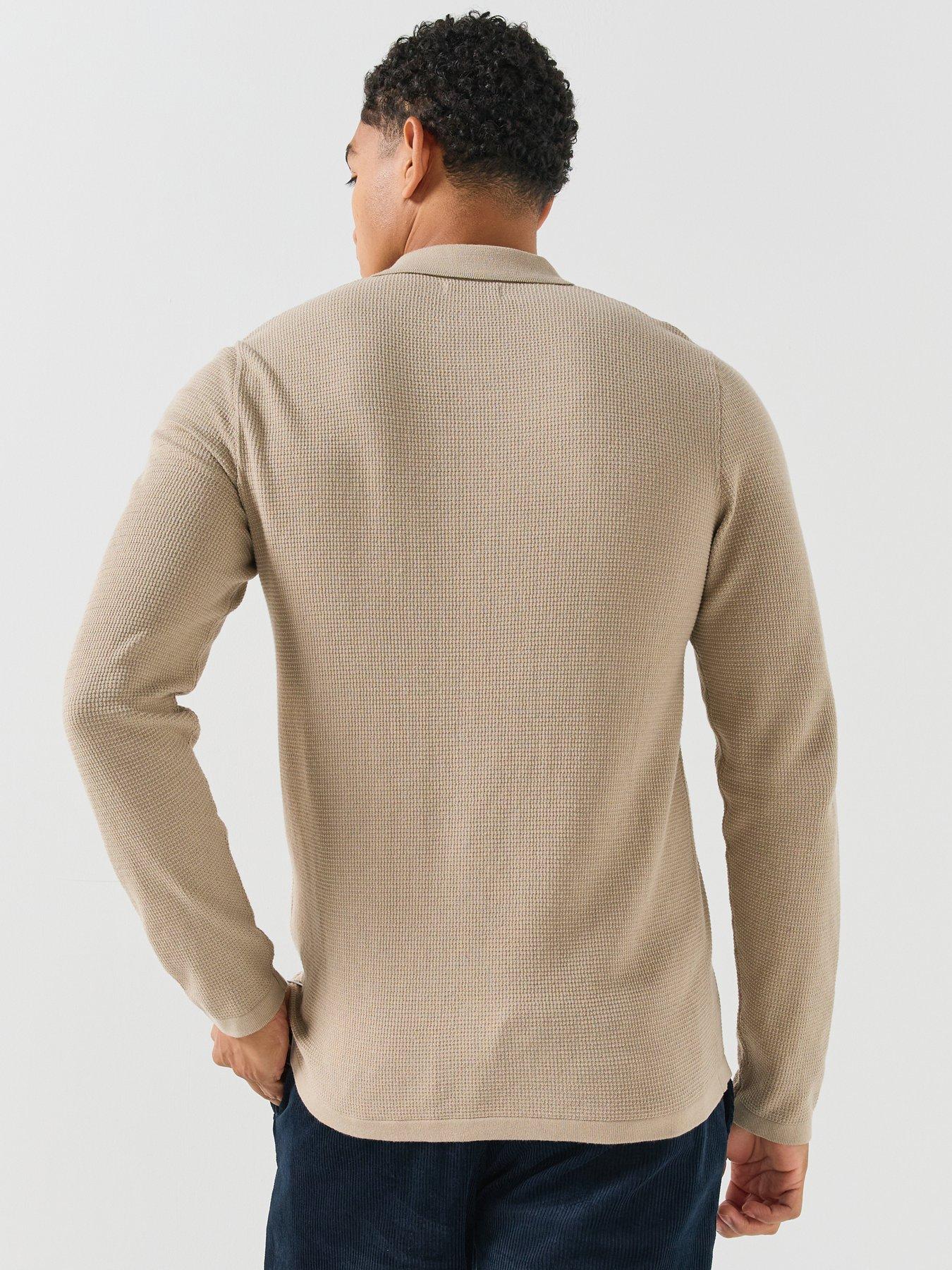 Image 2 of 6 of Jack & Jones Mens Knitted Polo Shirt - Beige