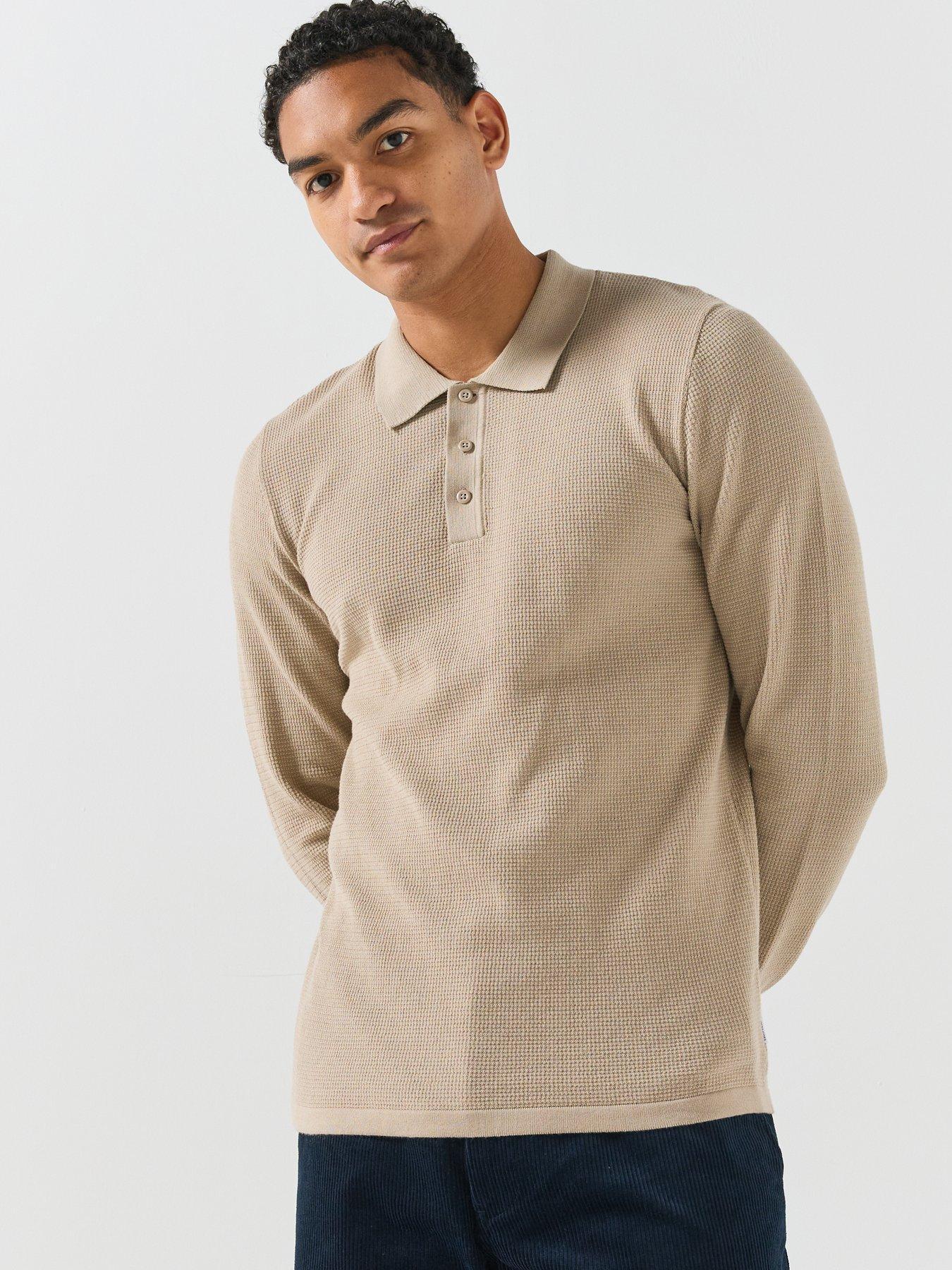 Image 5 of 6 of Jack & Jones Mens Knitted Polo Shirt - Beige