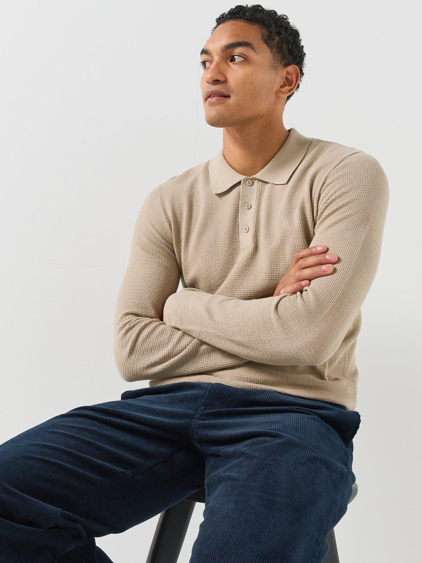 Image 6 of 6 of Jack & Jones Mens Knitted Polo Shirt - Beige