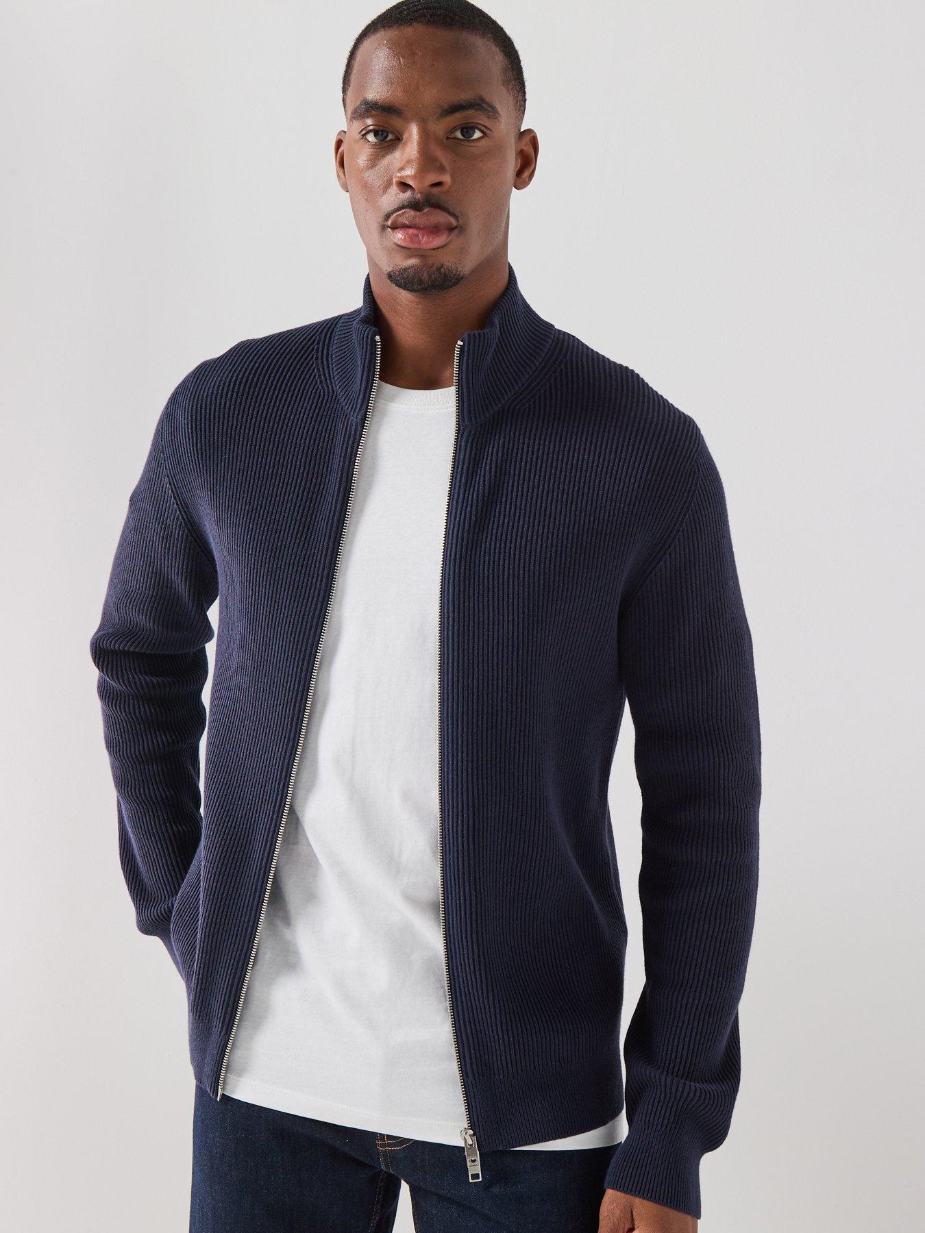 Image 1 of 6 of Jack & Jones Perfect Rib Full Zip Knitted Cardigan - Night Sky