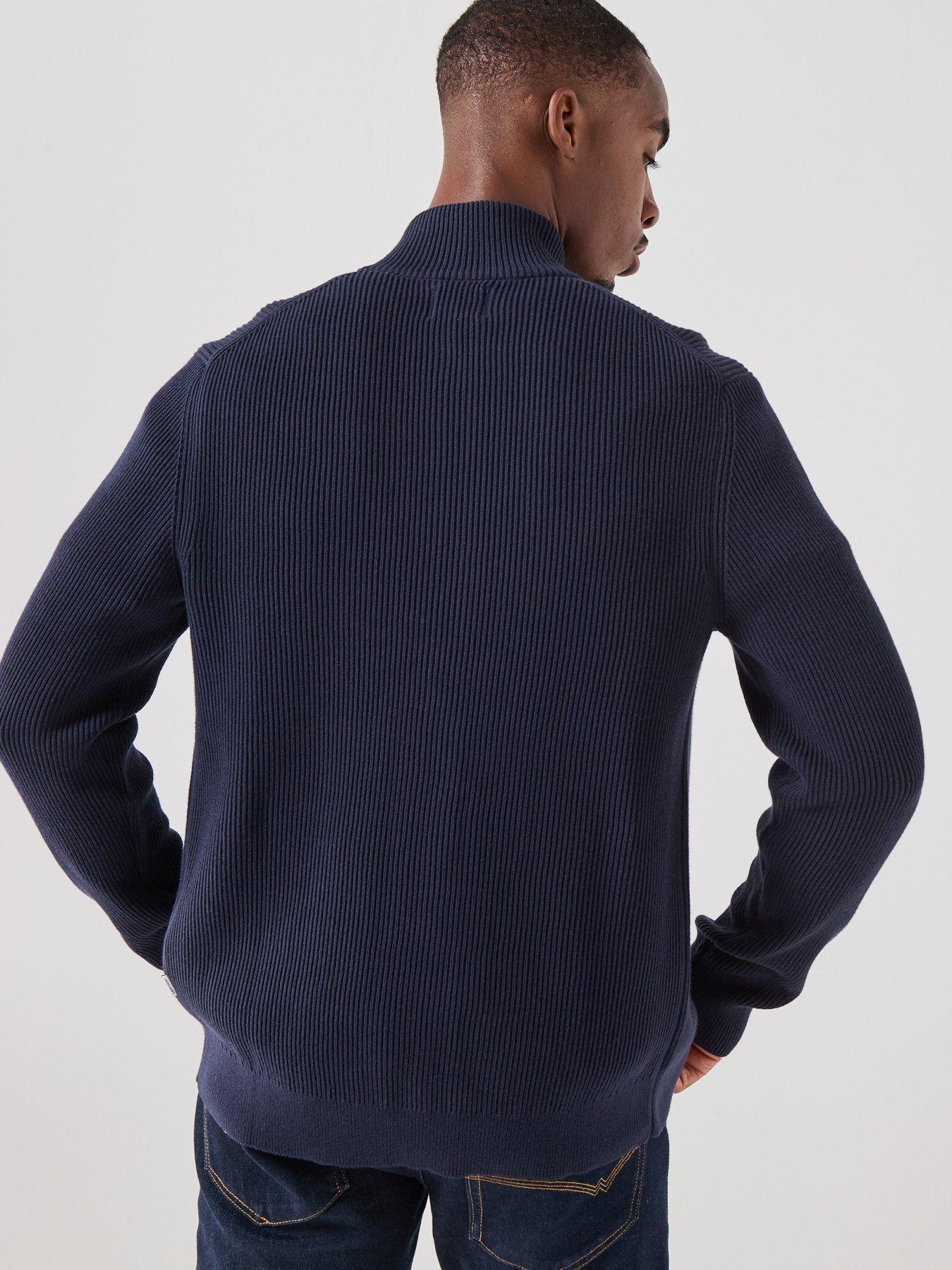 Image 2 of 6 of Jack & Jones Perfect Rib Full Zip Knitted Cardigan - Night Sky