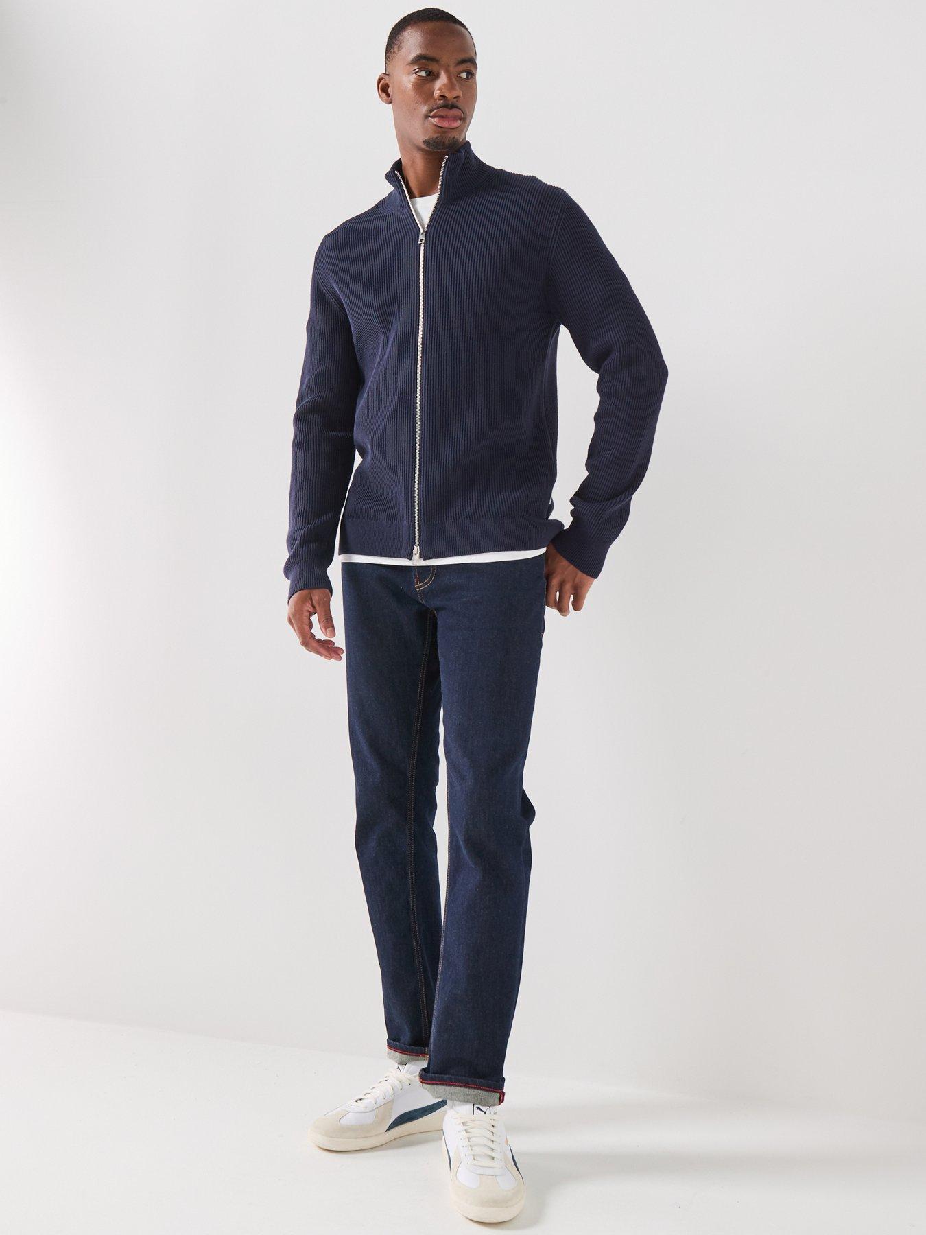 Image 3 of 6 of Jack & Jones Perfect Rib Full Zip Knitted Cardigan - Night Sky