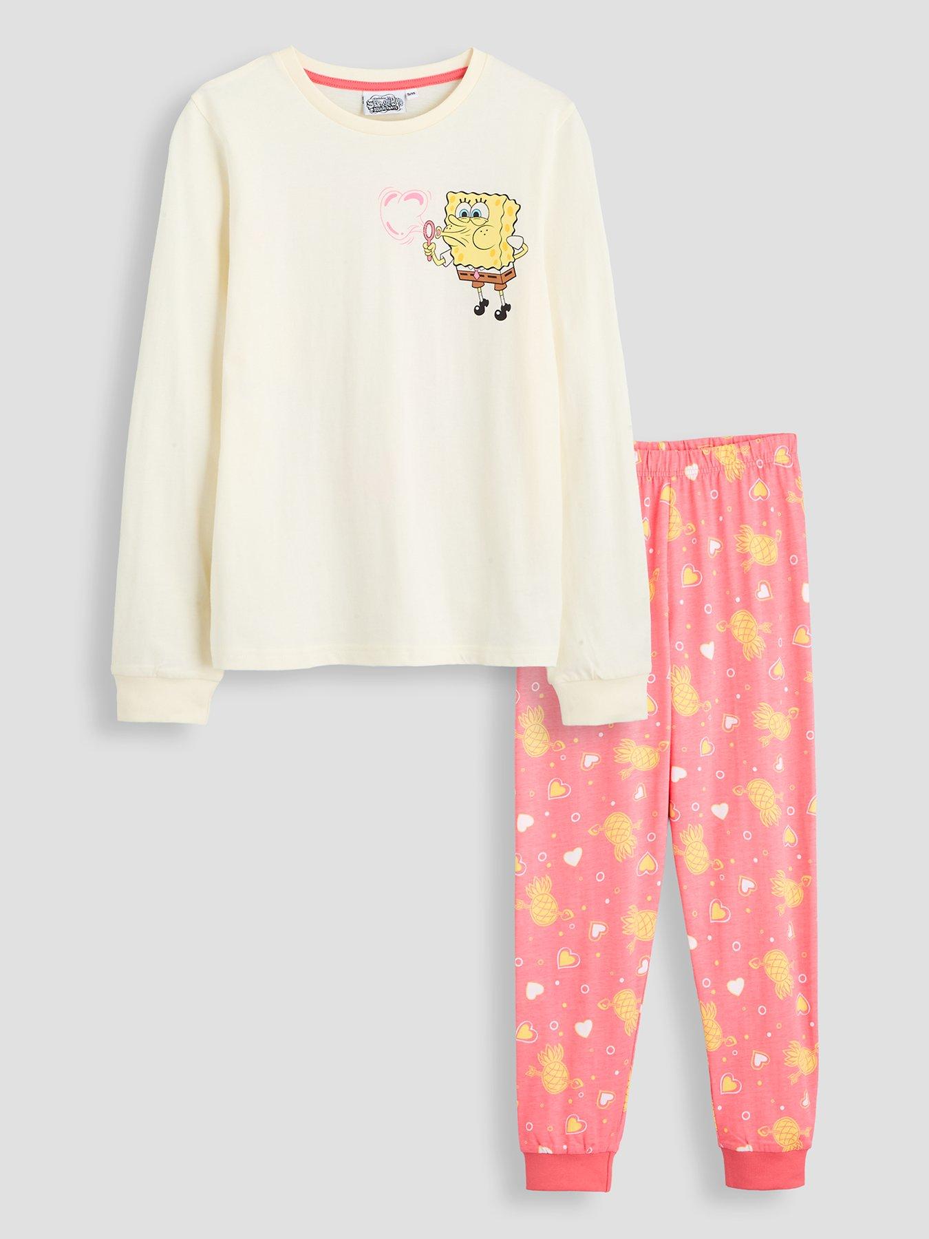 Image 2 of 6 of The Very Collection The Very Collection Kids' SpongeBob Slogan Print Pyjamas - Pink