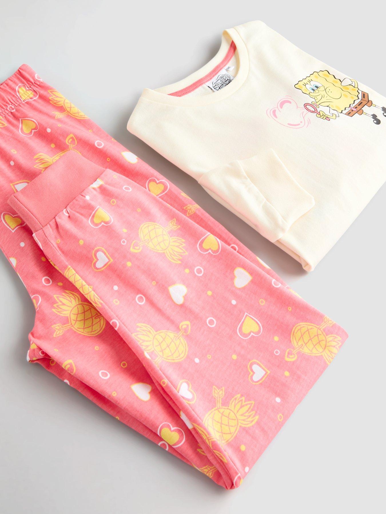 Image 3 of 6 of The Very Collection The Very Collection Kids' SpongeBob Slogan Print Pyjamas - Pink