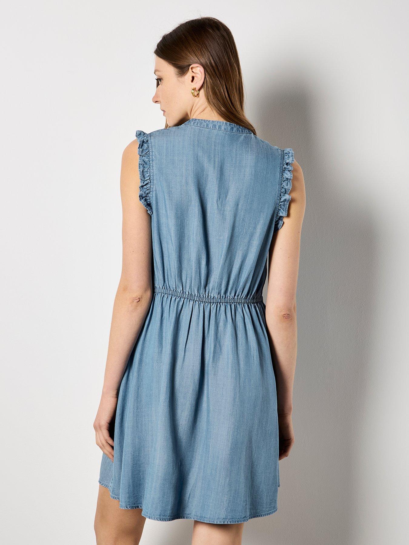 apricot-ruffle-sleeve-button-down-dressstillFront
