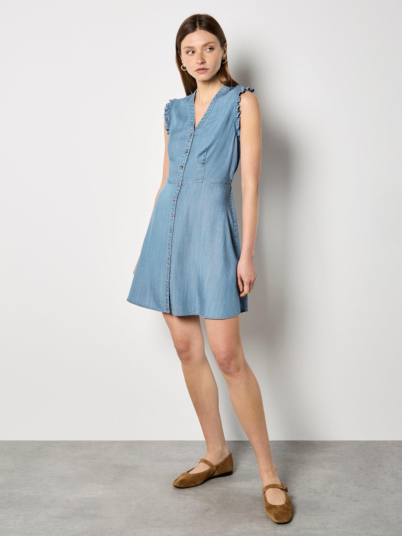 apricot-ruffle-sleeve-button-down-dressback
