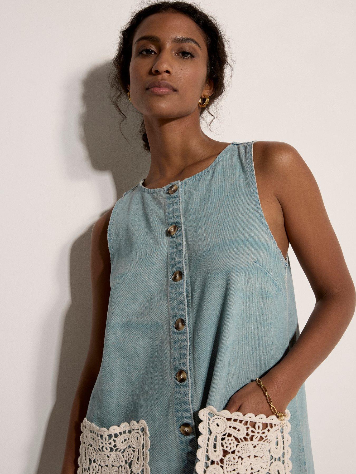 apricot-button-through-denim-shift-dress-with-crotchet-patch-pocketsoutfit