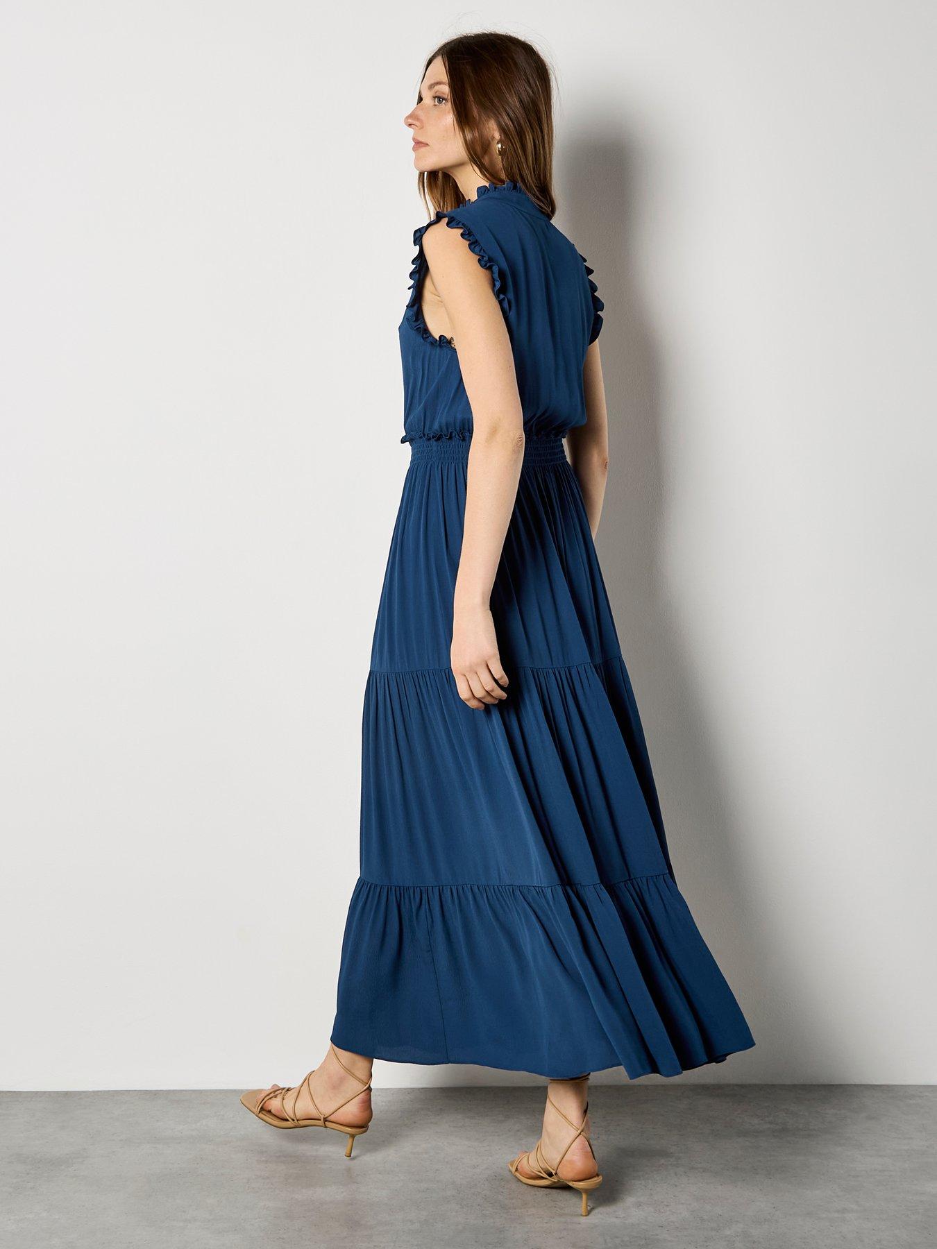 Image 2 of 4 of Apricot Vneck Ruffle Tiered Dress