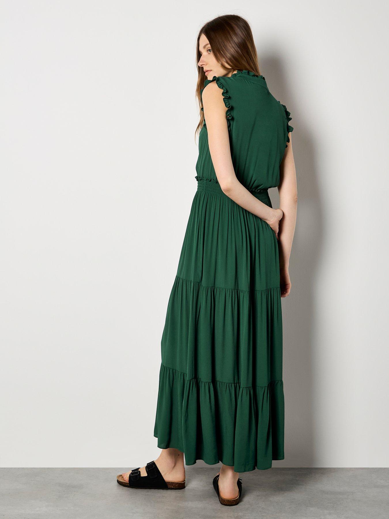 Image 2 of 5 of Apricot Vneck Ruffle Tiered Dress