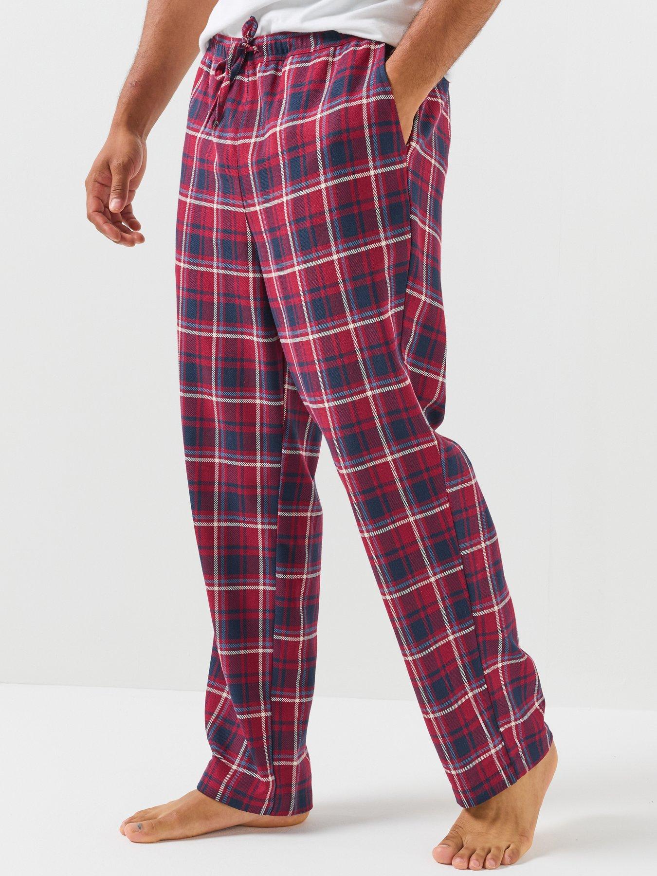 Jack & Jones Mens Edwin Drawcord Waist Checked Pyjama Trousers - Windsor Wine