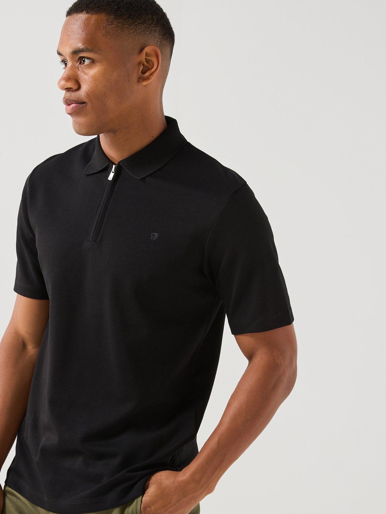 Image 4 of 6 of Jack & Jones Premium Ethan Zip Polo Shirt - Black