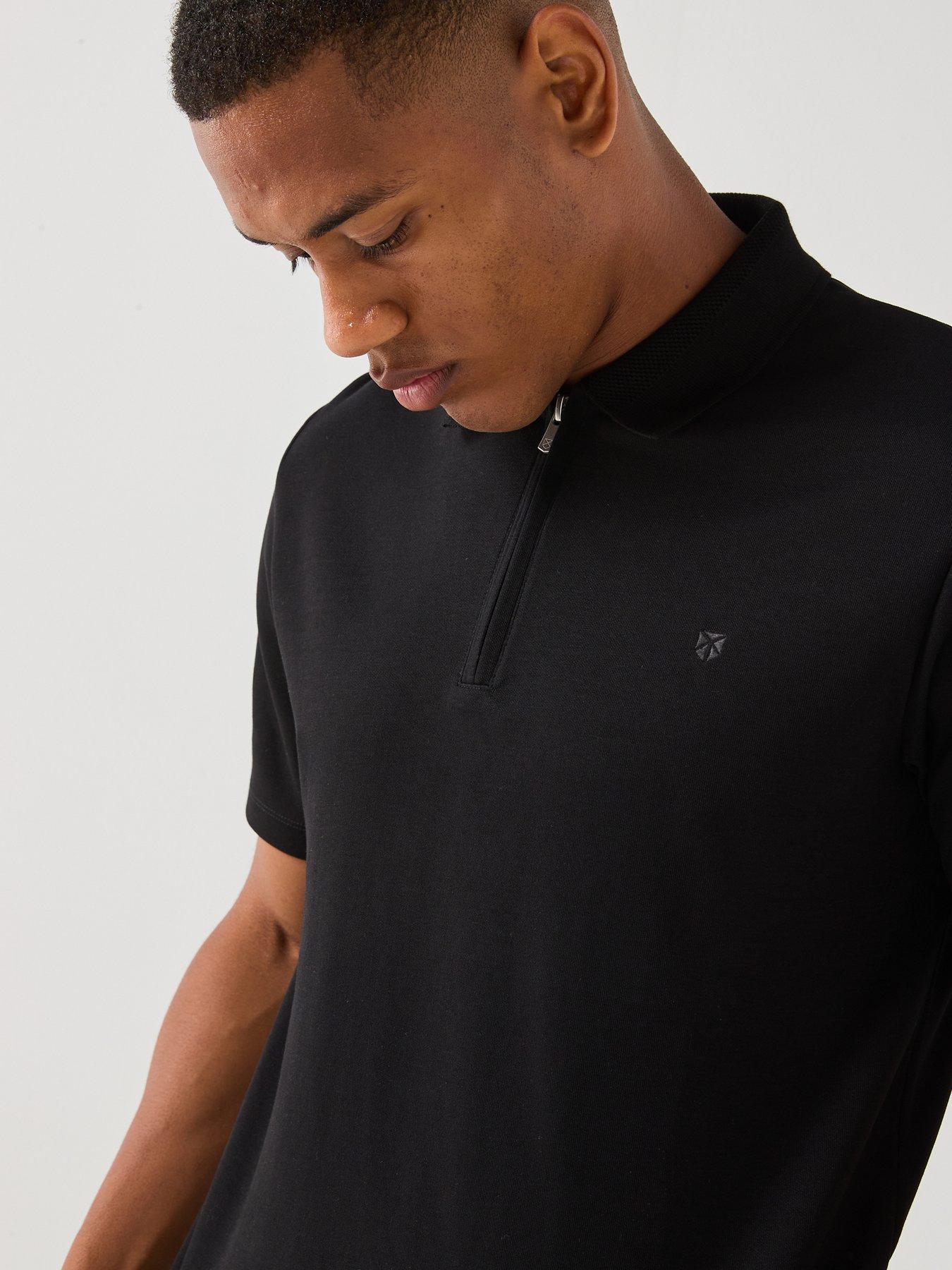 Image 5 of 6 of Jack & Jones Premium Ethan Zip Polo Shirt - Black