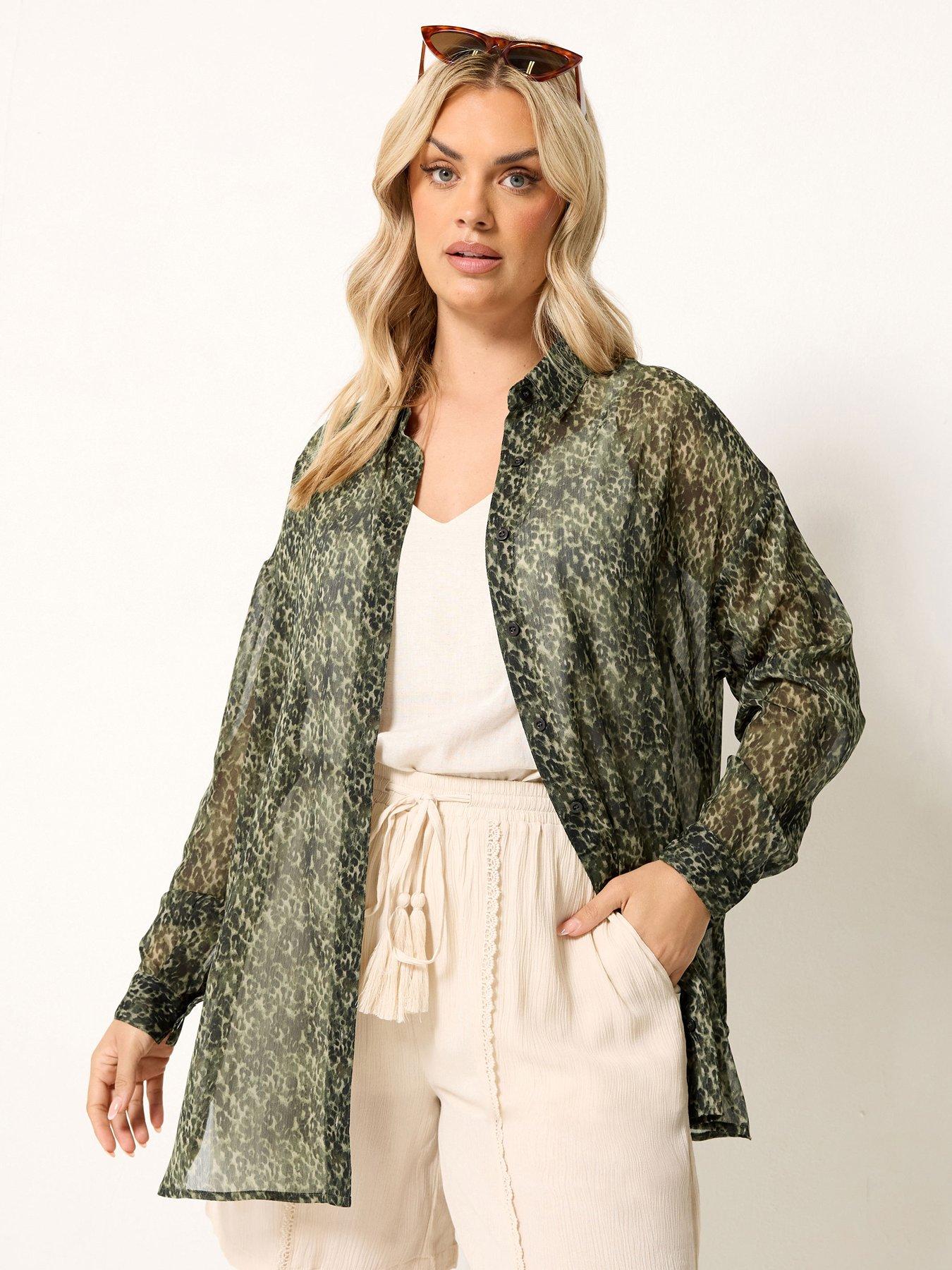 Yours Curve Animal Print Shirt - Green