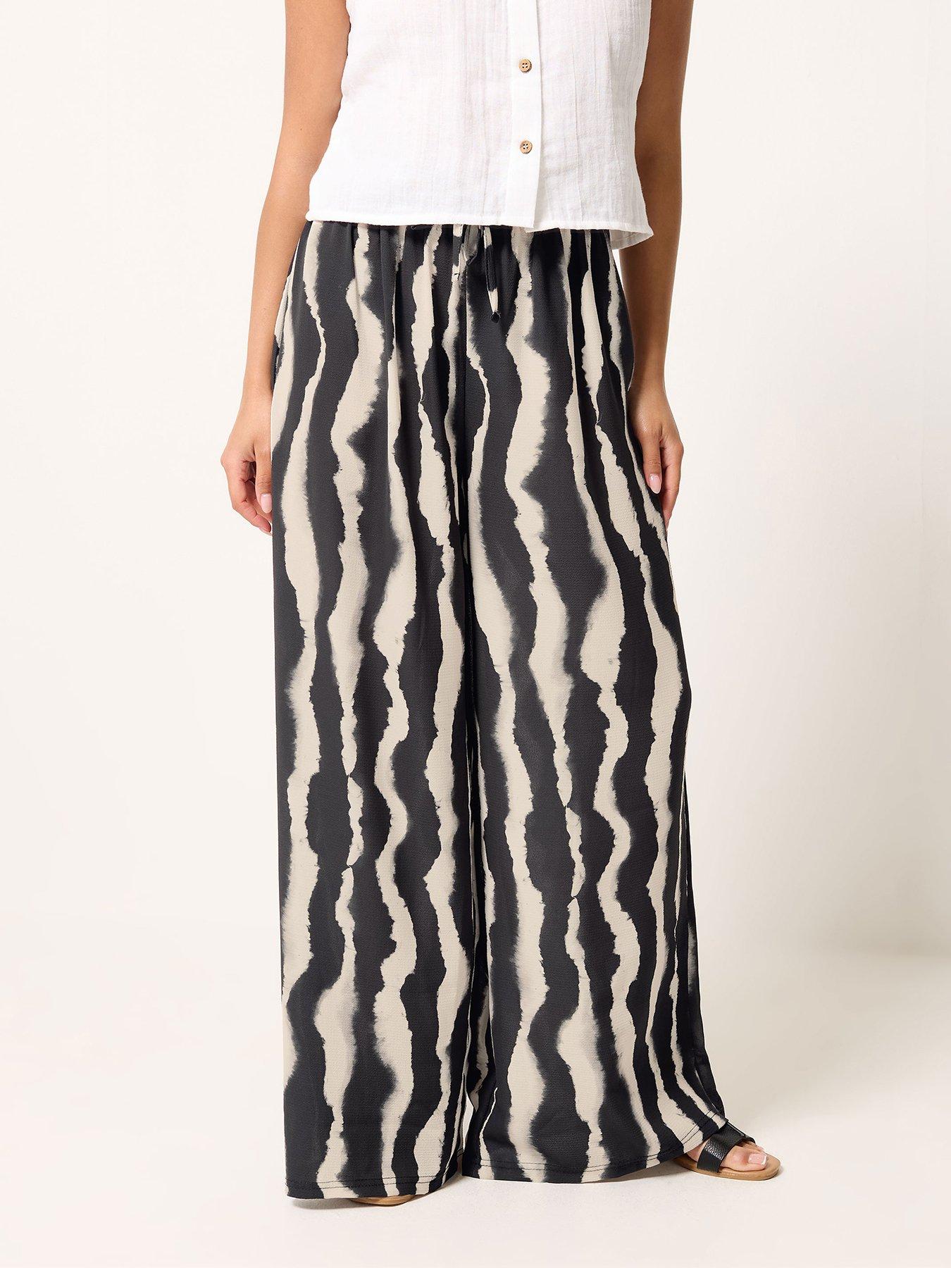 PixieGirl Petite Zebra Print Blur Wide Leg Trousers